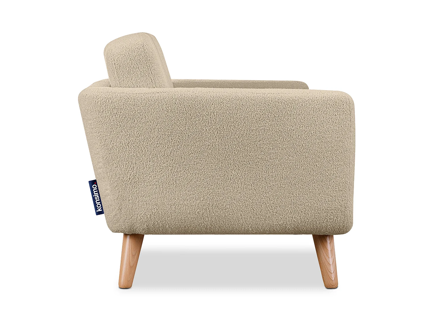 Skandinavischer Sessel - Massivholz-Beine - Beige - TAGIO