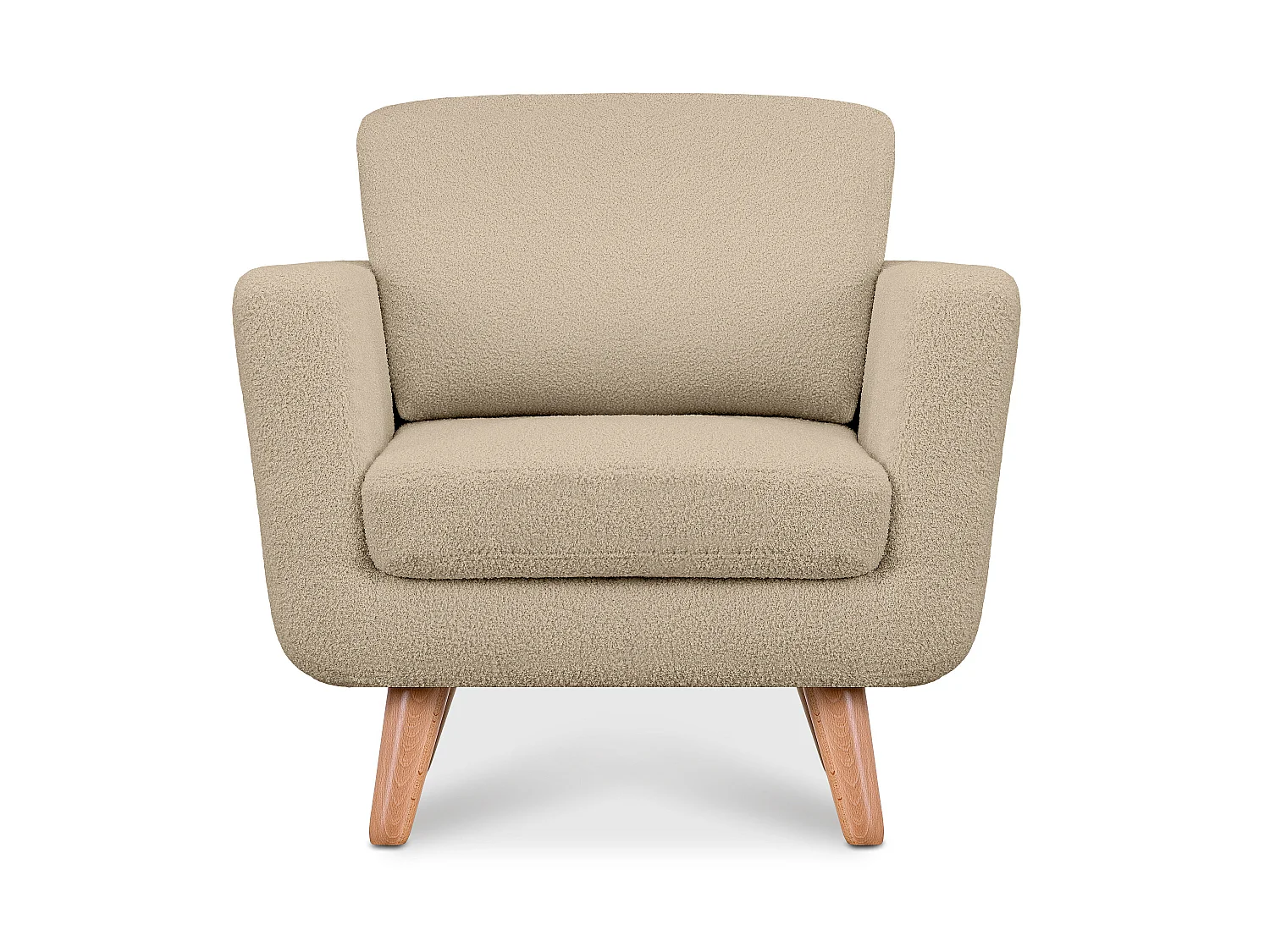 Skandinavischer Sessel - Massivholz-Beine - Beige - TAGIO