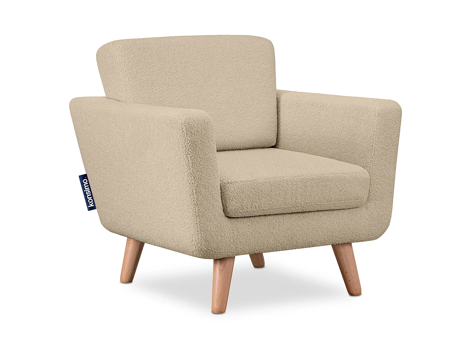 Skandinavischer Sessel - Massivholz-Beine - Beige - TAGIO