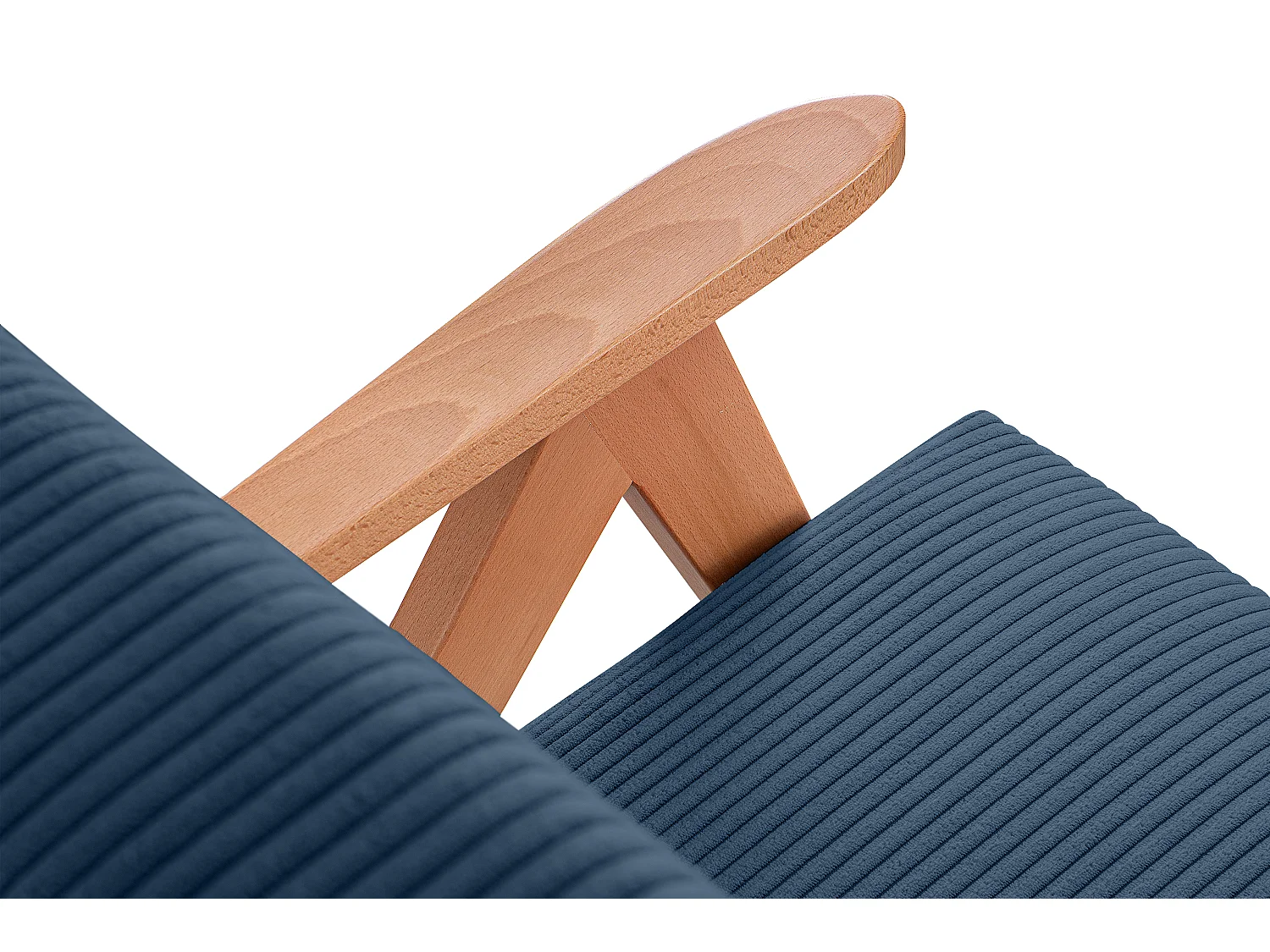 Vintage Sessel gepolstert Echt-Holz-Rahmen - dunkelblau - NASET