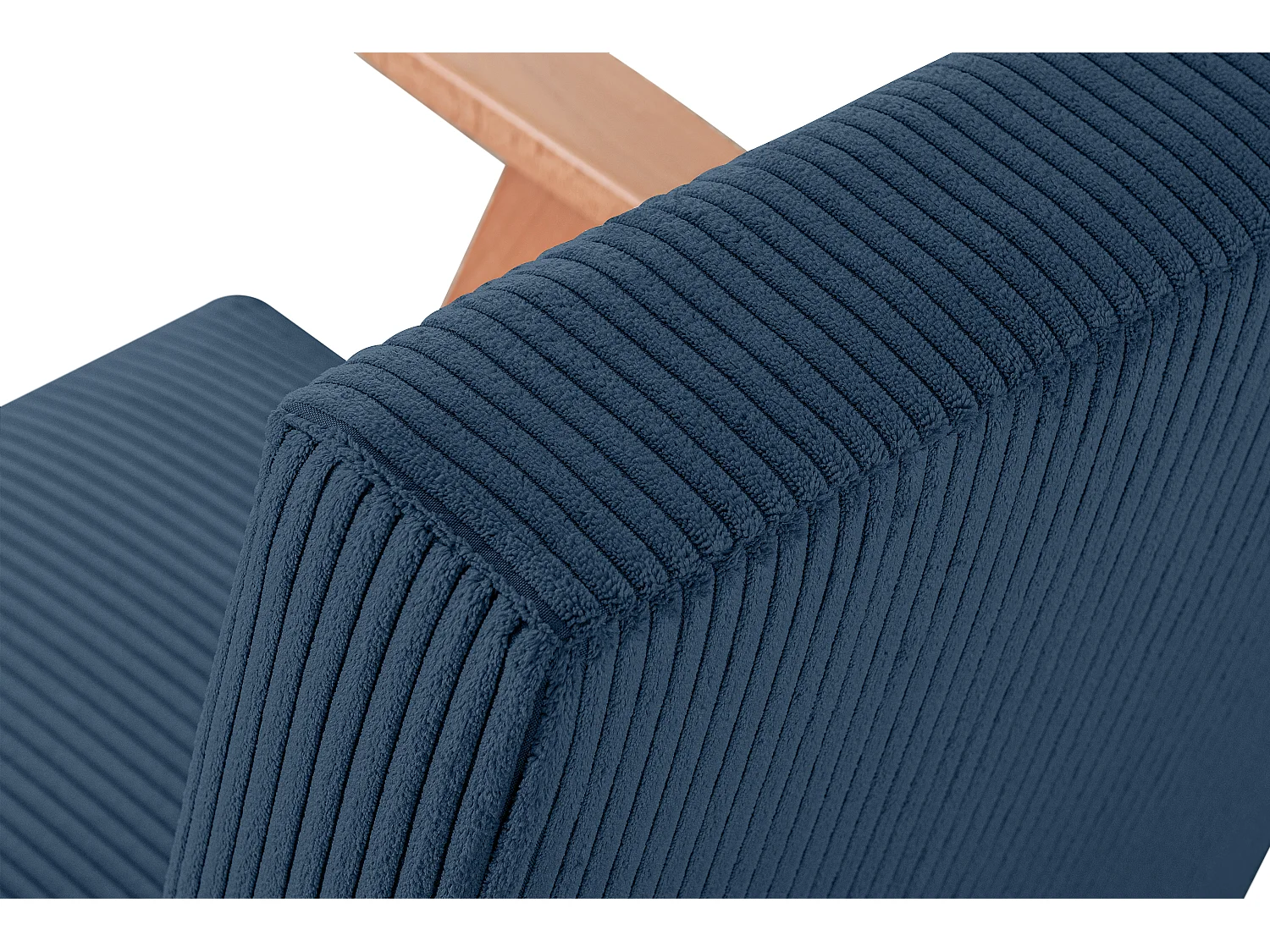 Vintage Sessel gepolstert Echt-Holz-Rahmen - dunkelblau - NASET