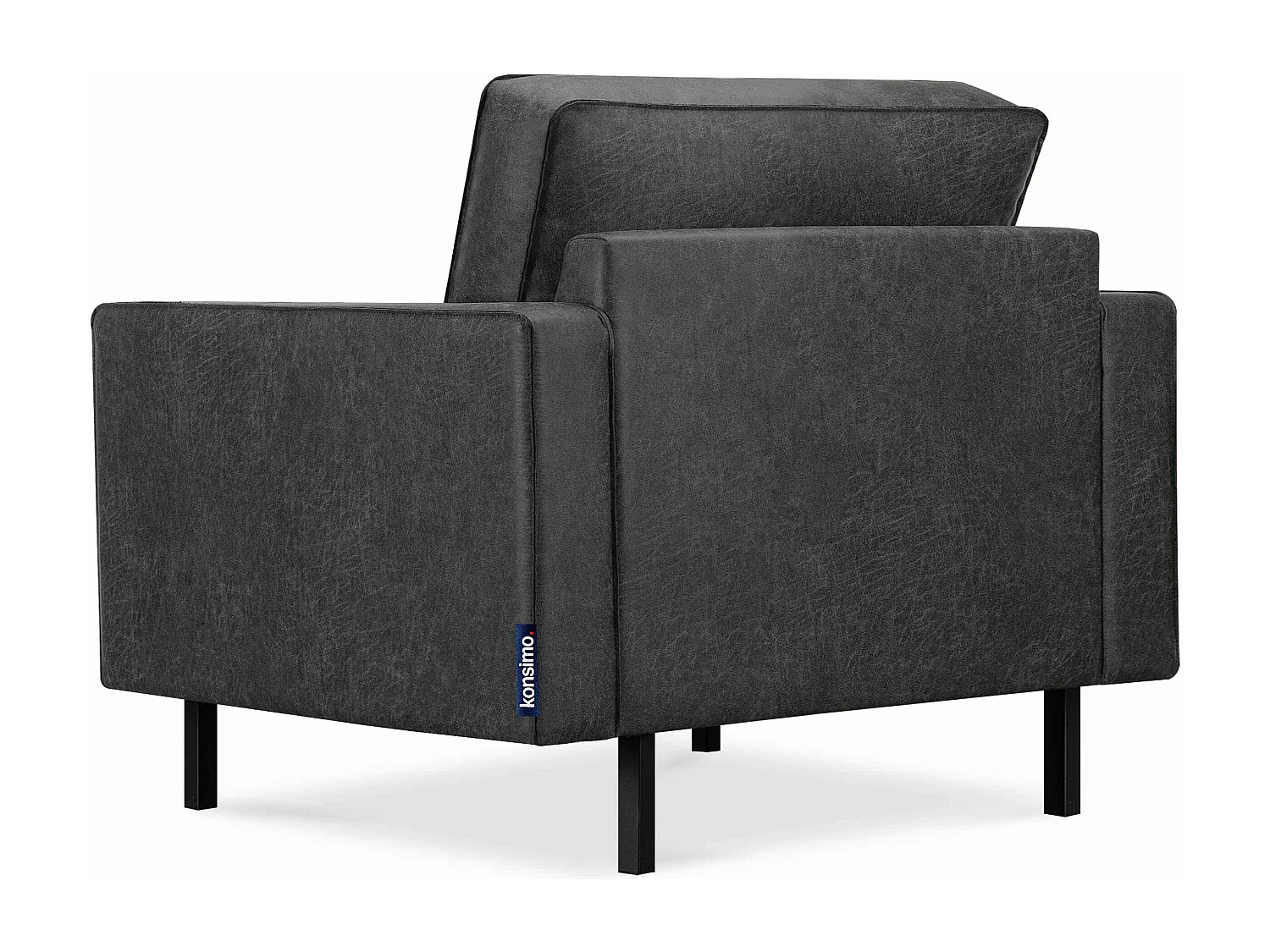 Großer Loft-Sessel aus Leder und Mikrofaser - dunkelgrau - INVIA