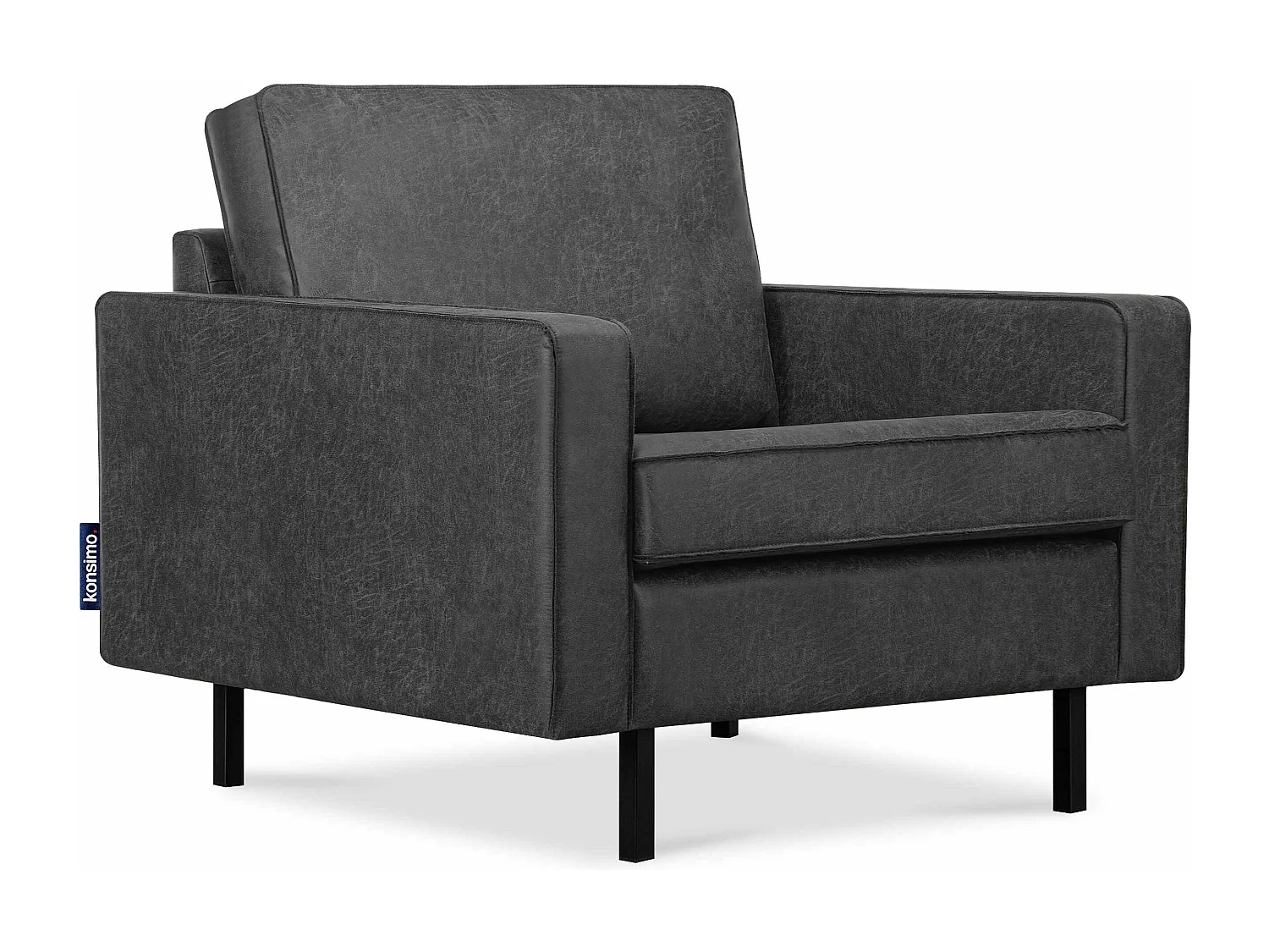 Großer Loft-Sessel aus Leder und Mikrofaser - dunkelgrau - INVIA