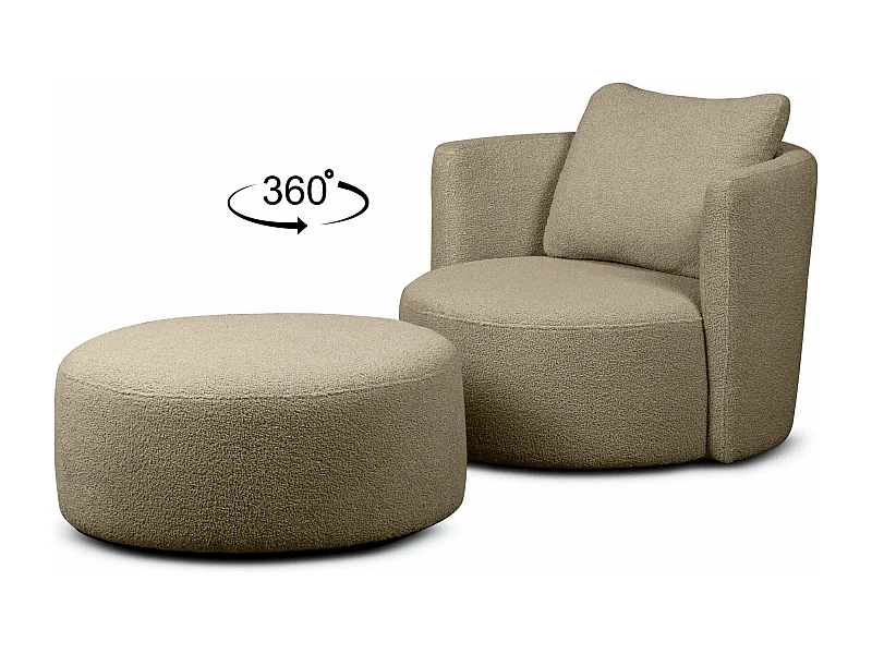 Drehsessel Set inkl. Sitzhocker - braun - RAGGI