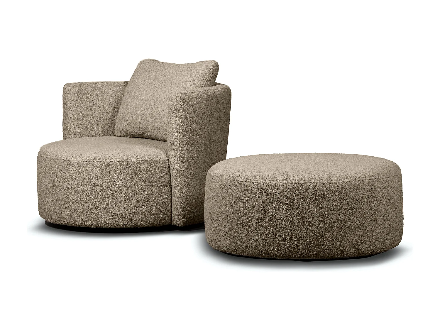 Drehsessel Set inkl. Sitzhocker - braun - RAGGI