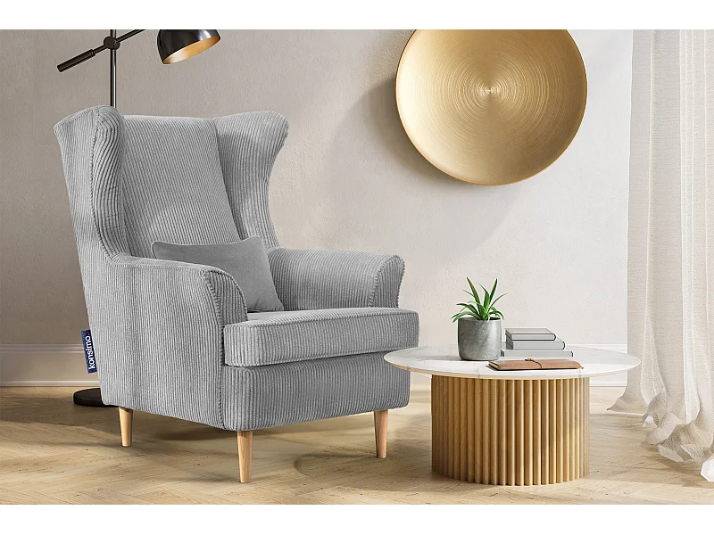 Klassischer Sessel aus Stoff Cordsamt - grau - STRALIS