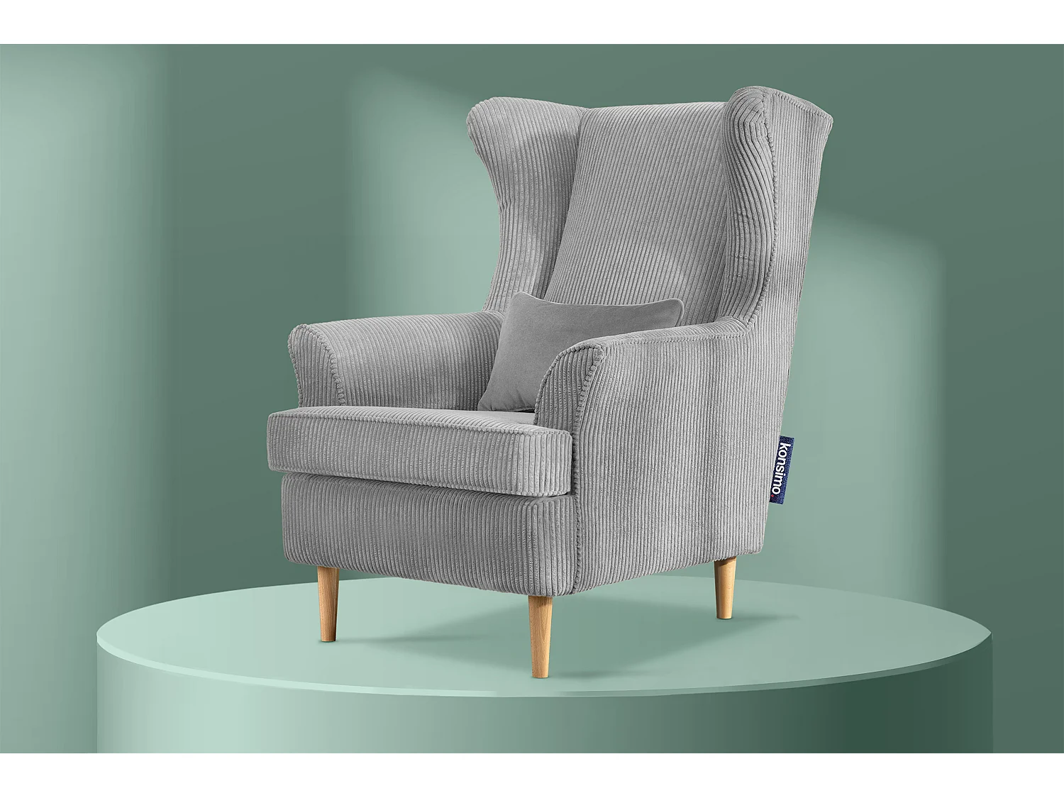 Klassischer Sessel aus Stoff Cordsamt - grau - STRALIS