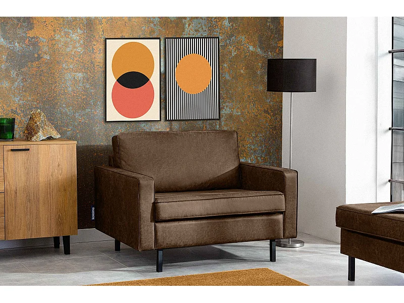 Großer Loft-Sessel aus Leder und Mikrofaser - dunkelbraun - INVIA