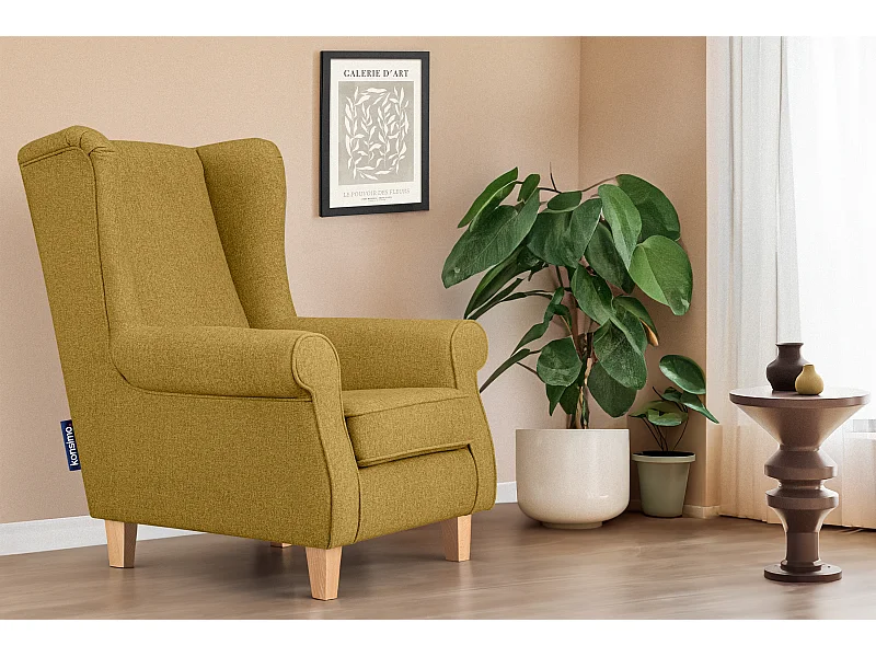 Ohrensessel honigfarben - Masivholzbeine buche - MILES