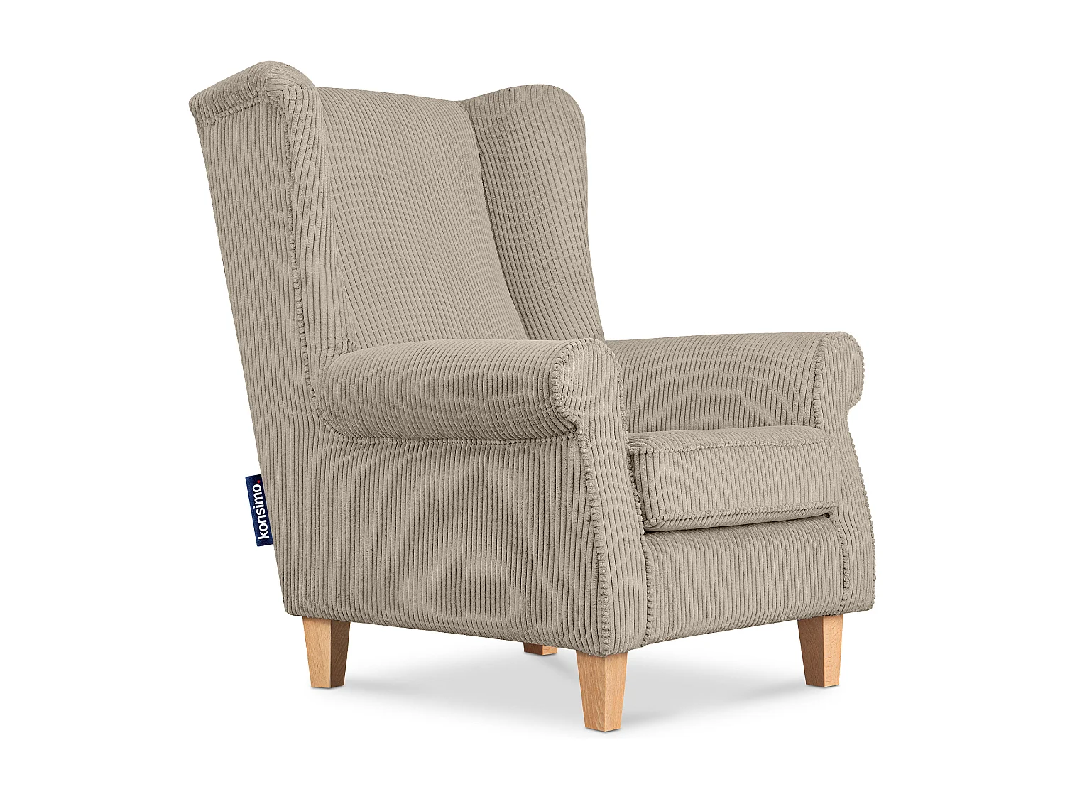 Ohrensessel Kord-Bezug Petfriendly - hellbeige - MILES