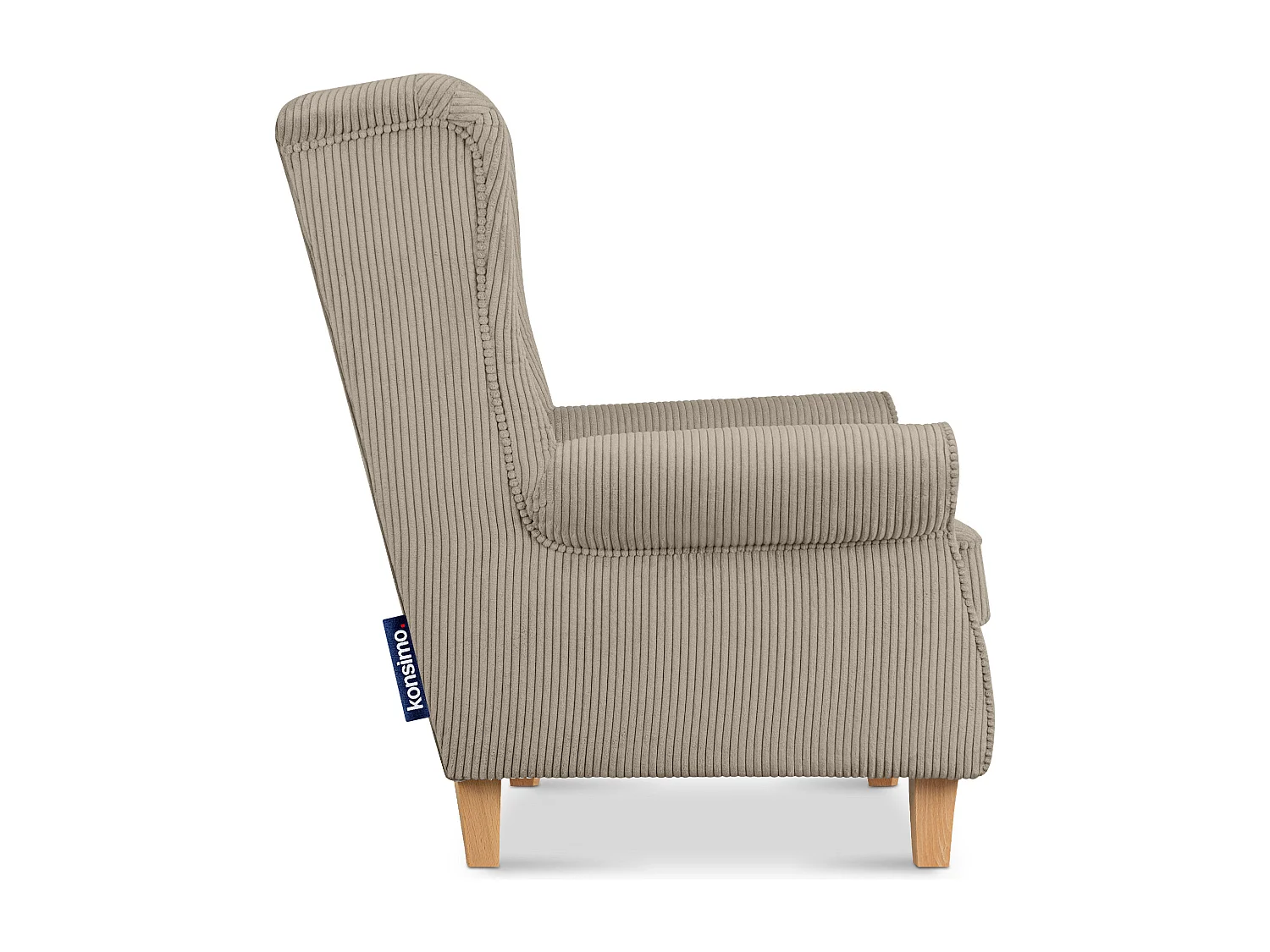 Ohrensessel Kord-Bezug Petfriendly - hellbeige - MILES