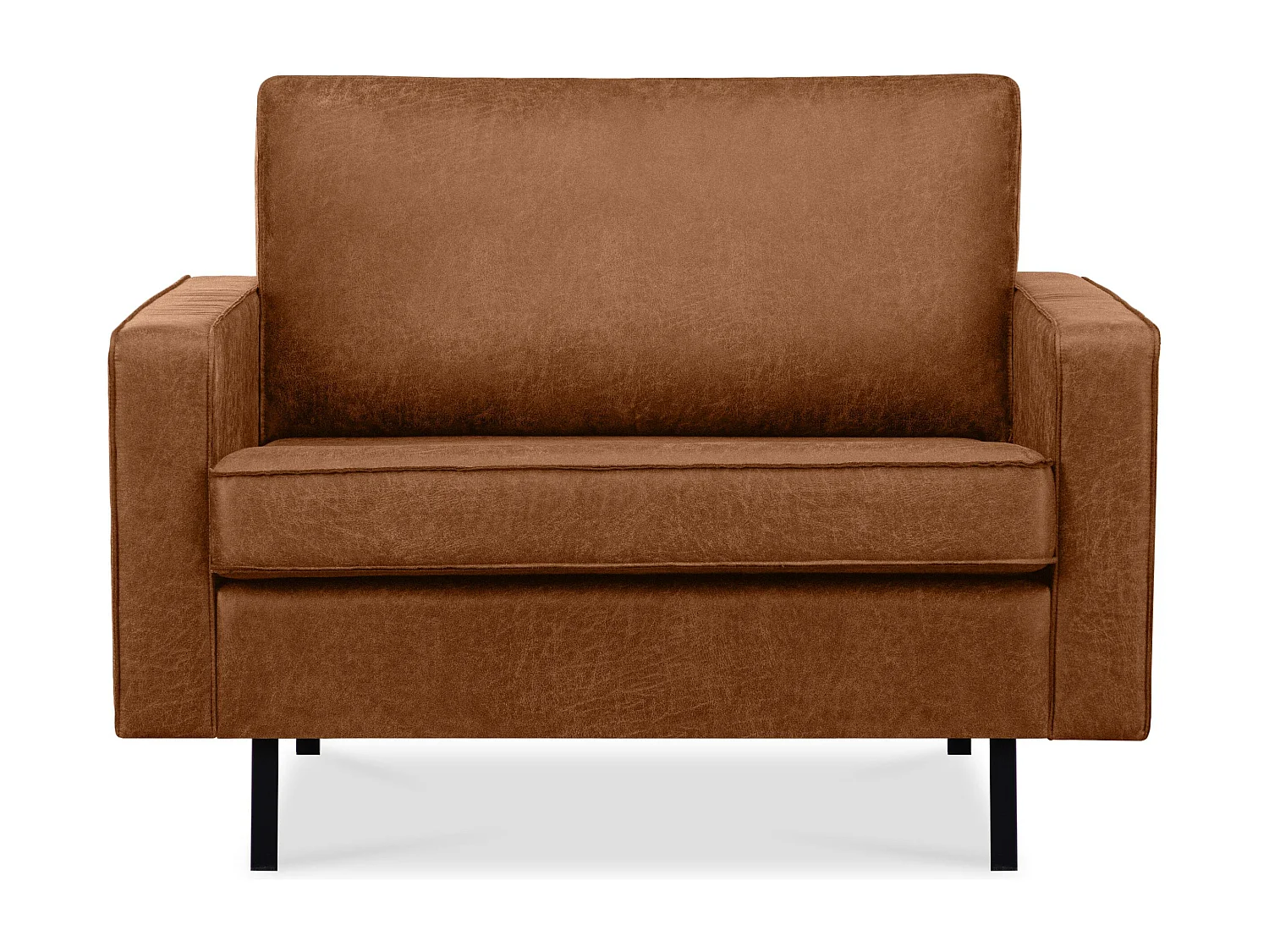 Großer Loft-Sessel aus Leder und Mikrofaser - cognac - INVIA