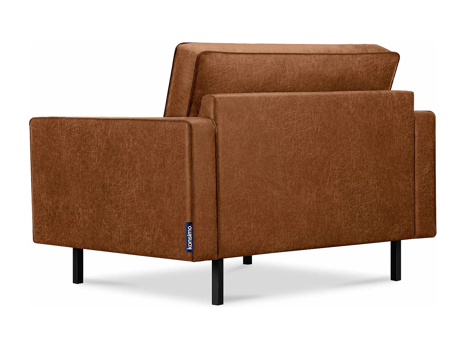 Großer Loft-Sessel aus Leder und Mikrofaser - cognac - INVIA