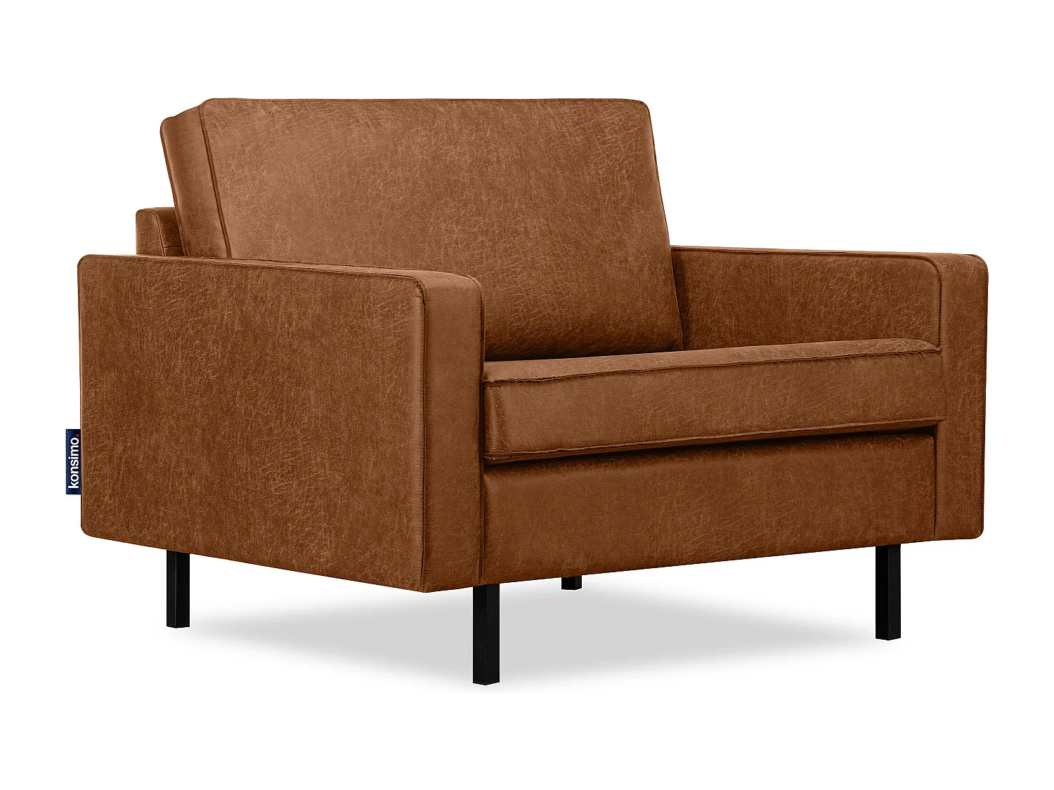 Großer Loft-Sessel aus Leder und Mikrofaser - cognac - INVIA