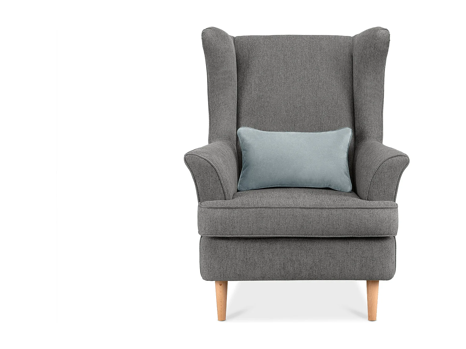 Klassischer Ohrensessel - Velours-Bezug hellgrau - STRALIS