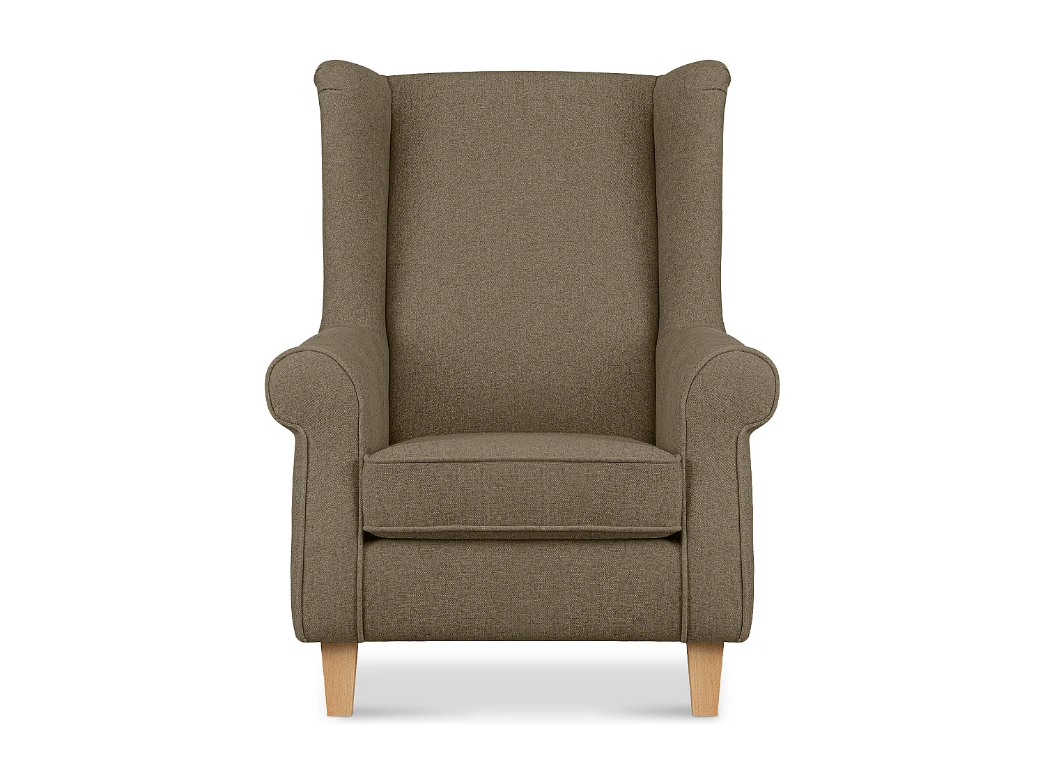 Ohrensessel Massivholzbeine buche - braun - MILES