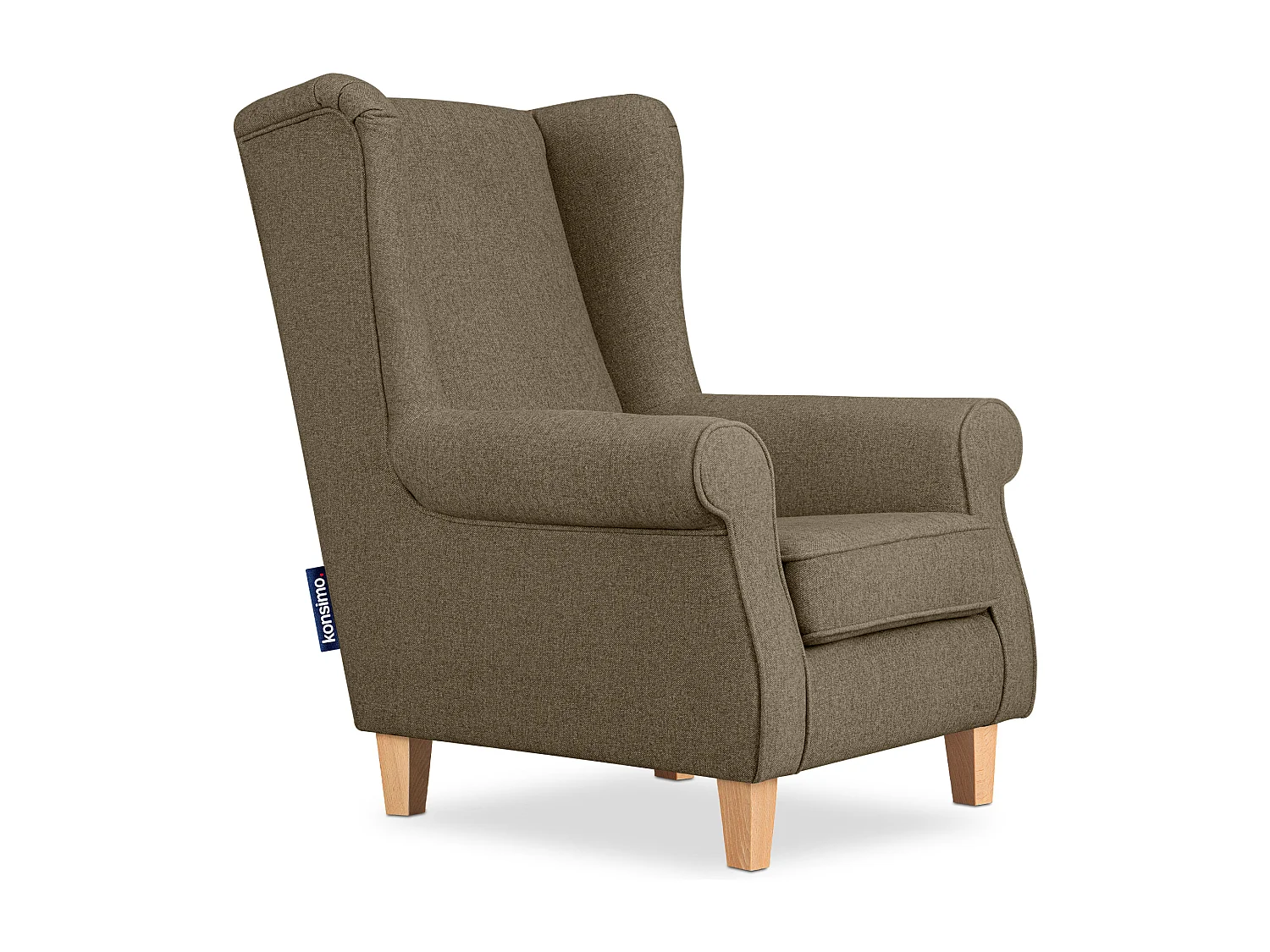 Ohrensessel Massivholzbeine buche - braun - MILES