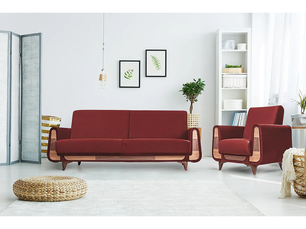 Klassischer Sessel aus Schaumstoff und Holz - braun - GUSTAVO