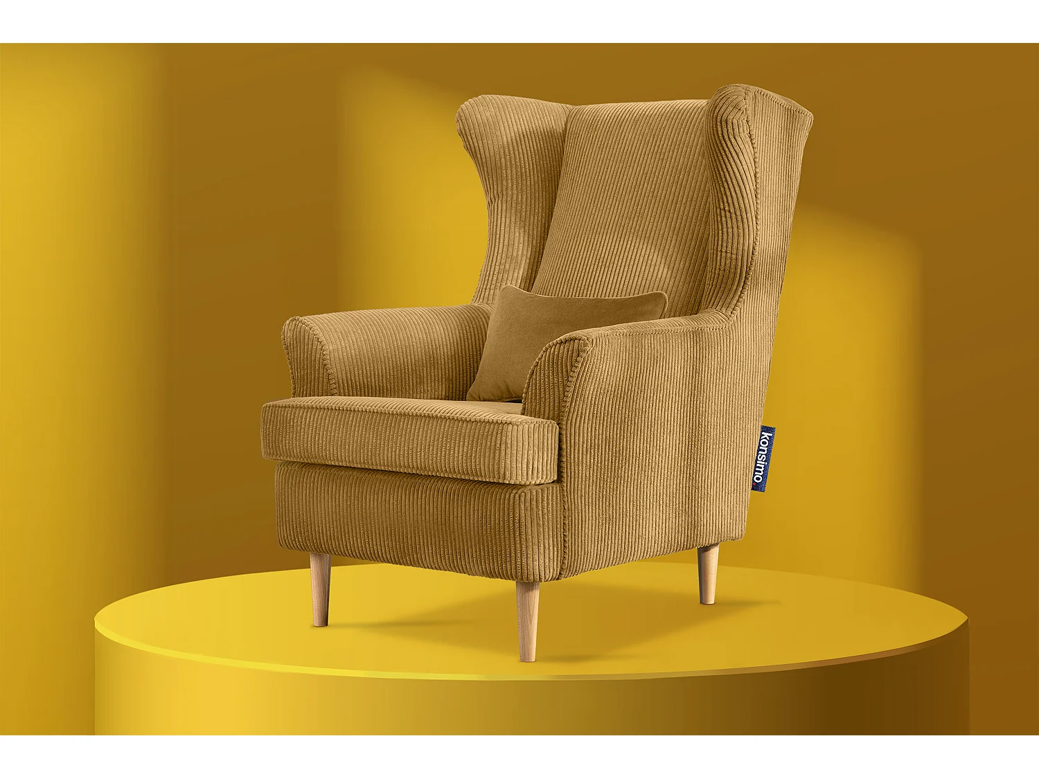 Klassischer Sessel aus Stoff Cordsamt - Velours - gelb - STRALIS