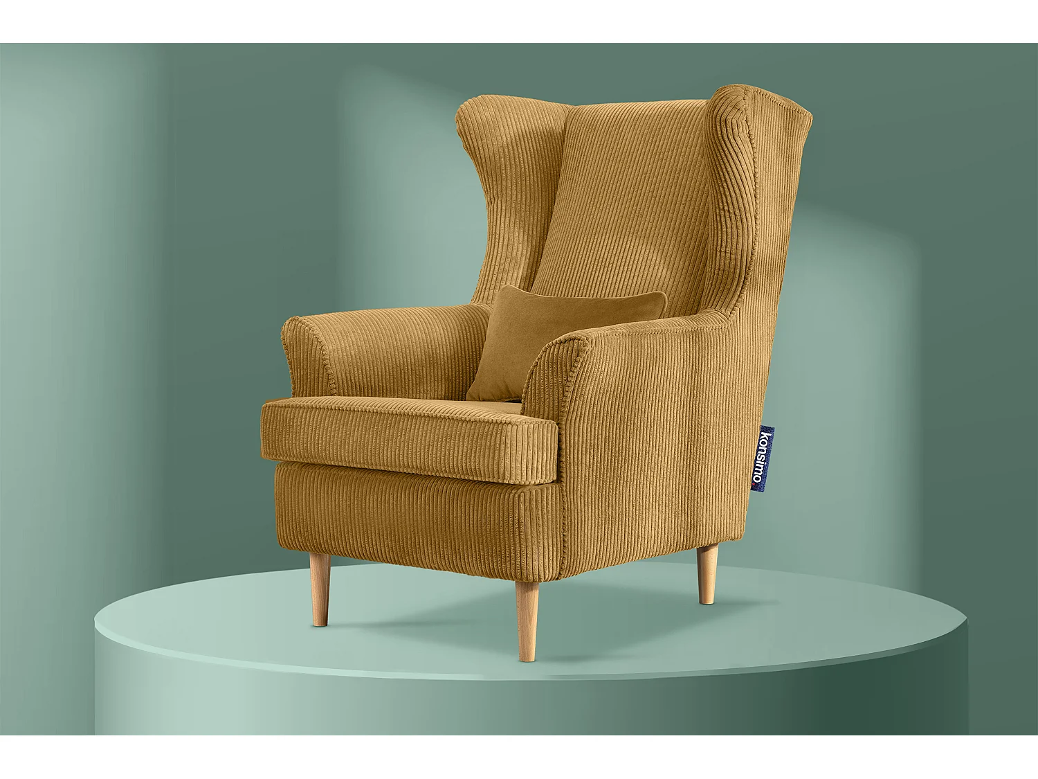 Klassischer Sessel aus Stoff Cordsamt - Velours - gelb - STRALIS