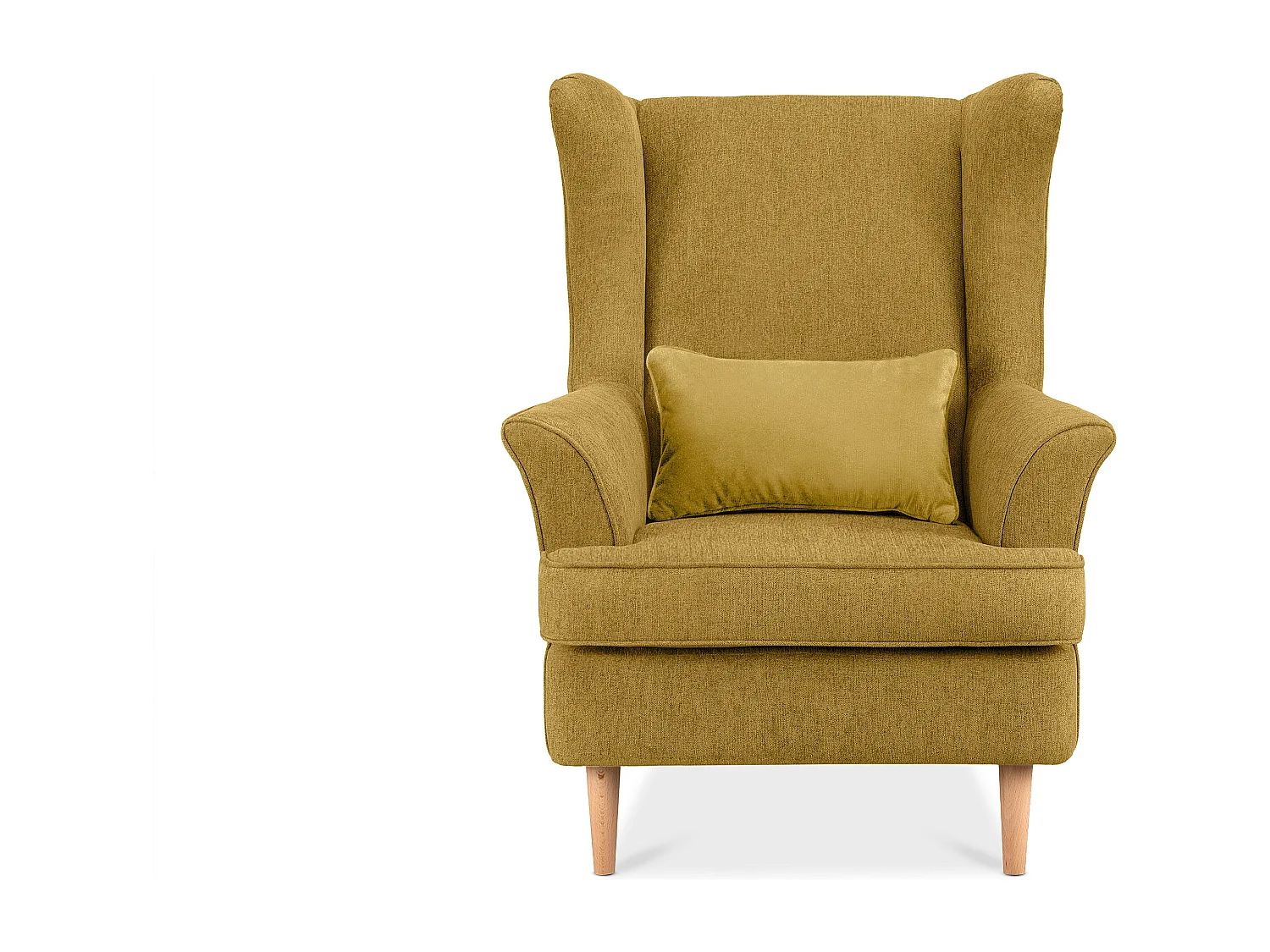 Klassischer Ohrensessel - Velours-Bezug gelb - STRALIS