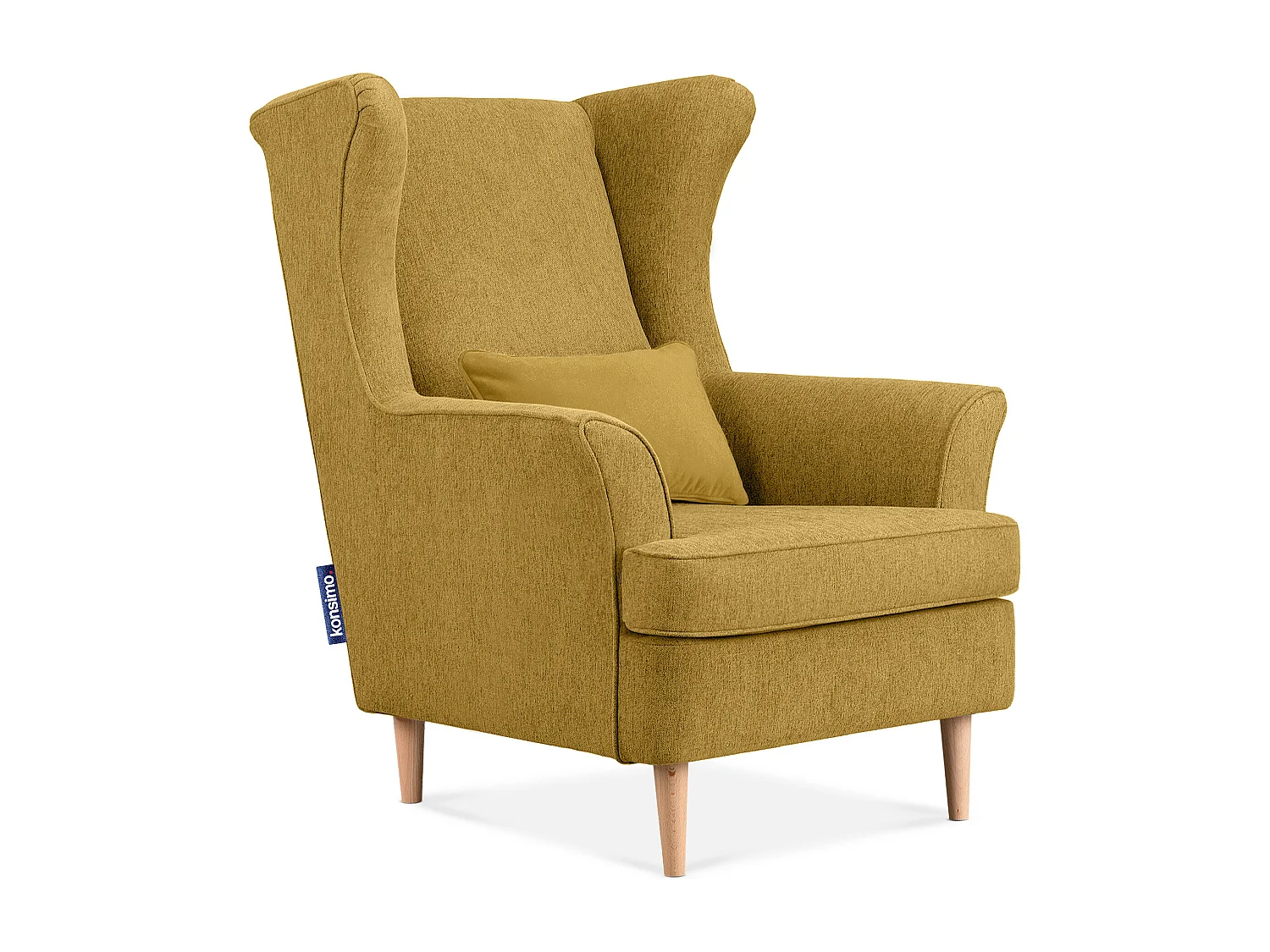 Klassischer Ohrensessel - Velours-Bezug gelb - STRALIS