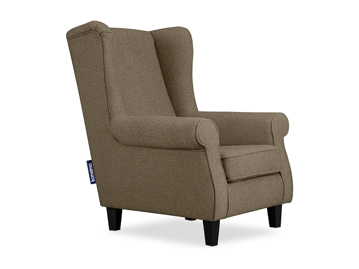 Ohrensessel Massivholzbeine schwarz -  braun - MILES