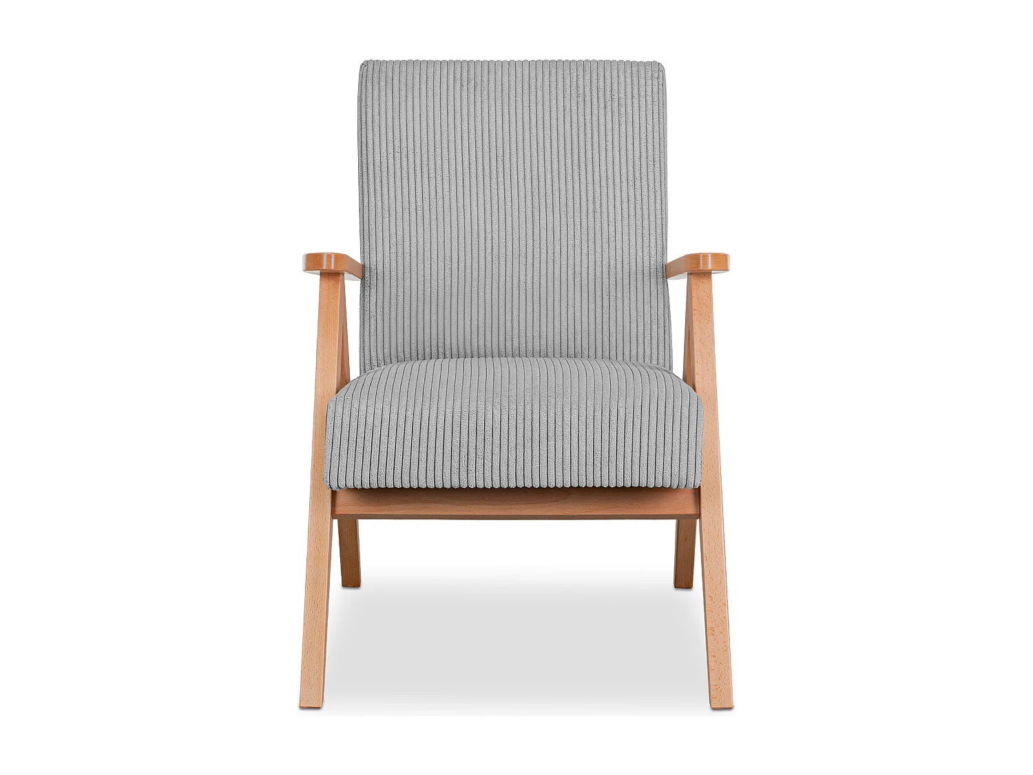 Vintage Sessel gepolstert Echt-Holz-Rahmen - grau - NASET