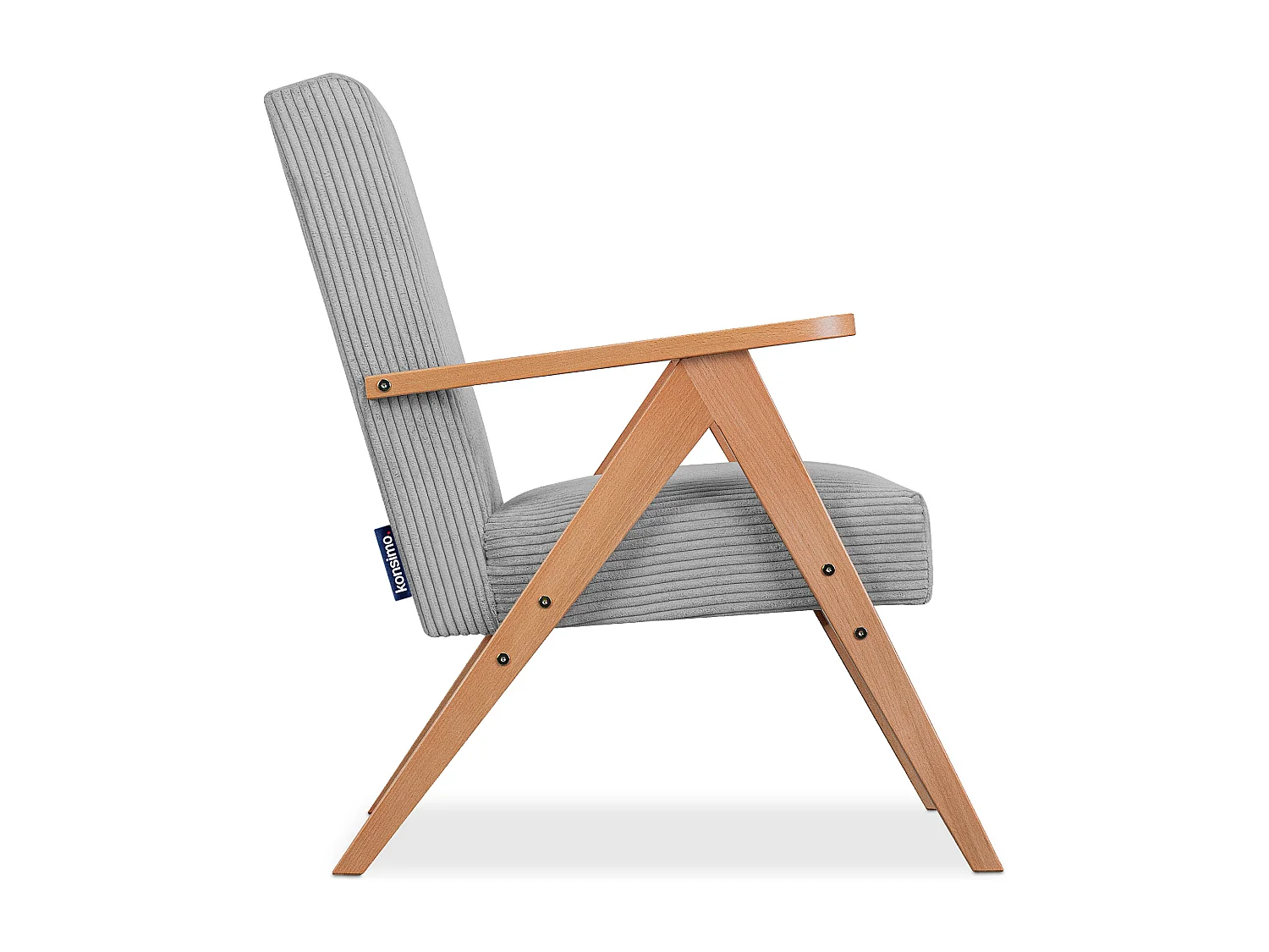 Vintage Sessel gepolstert Echt-Holz-Rahmen - grau - NASET