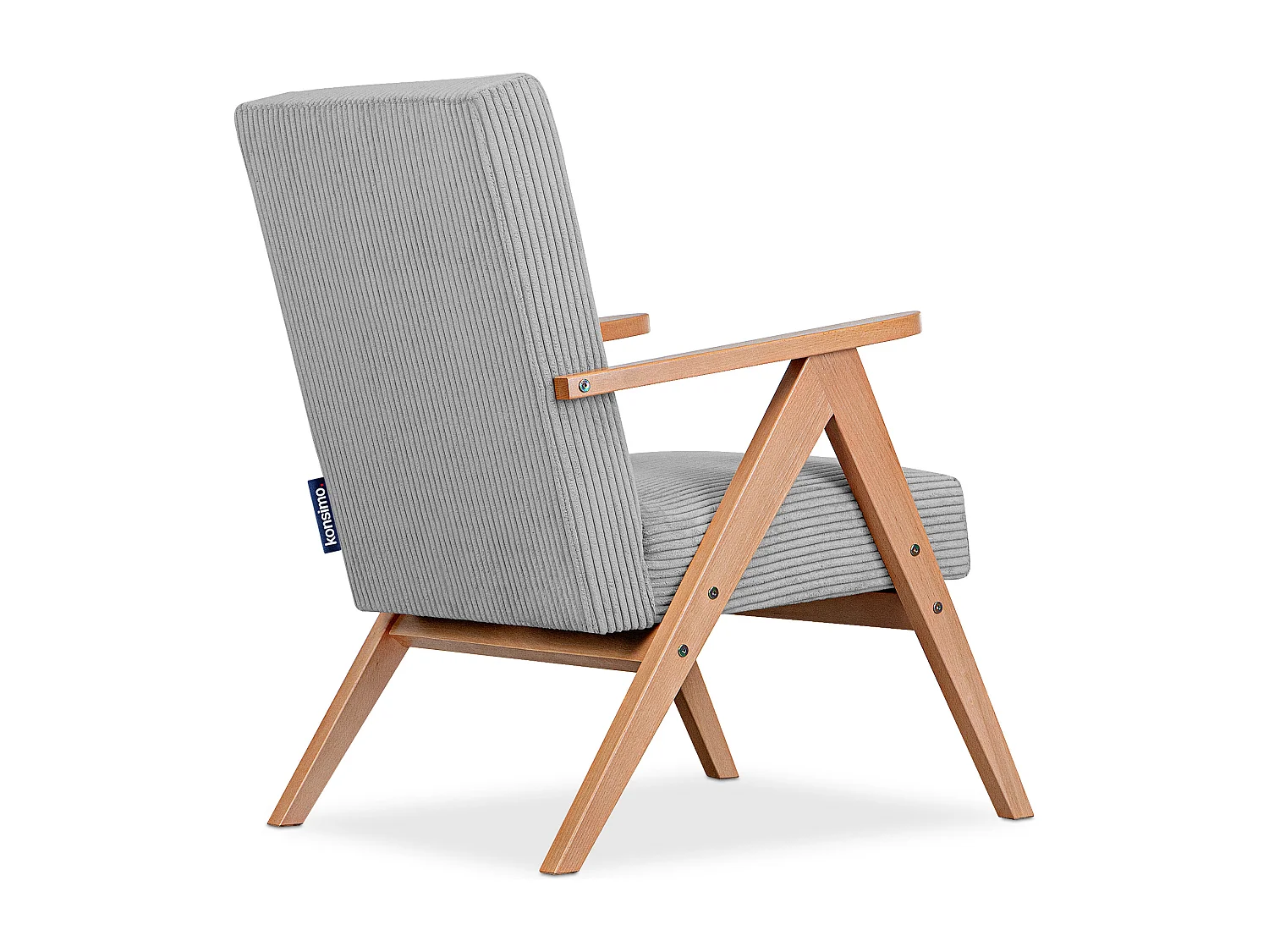 Vintage Sessel gepolstert Echt-Holz-Rahmen - grau - NASET