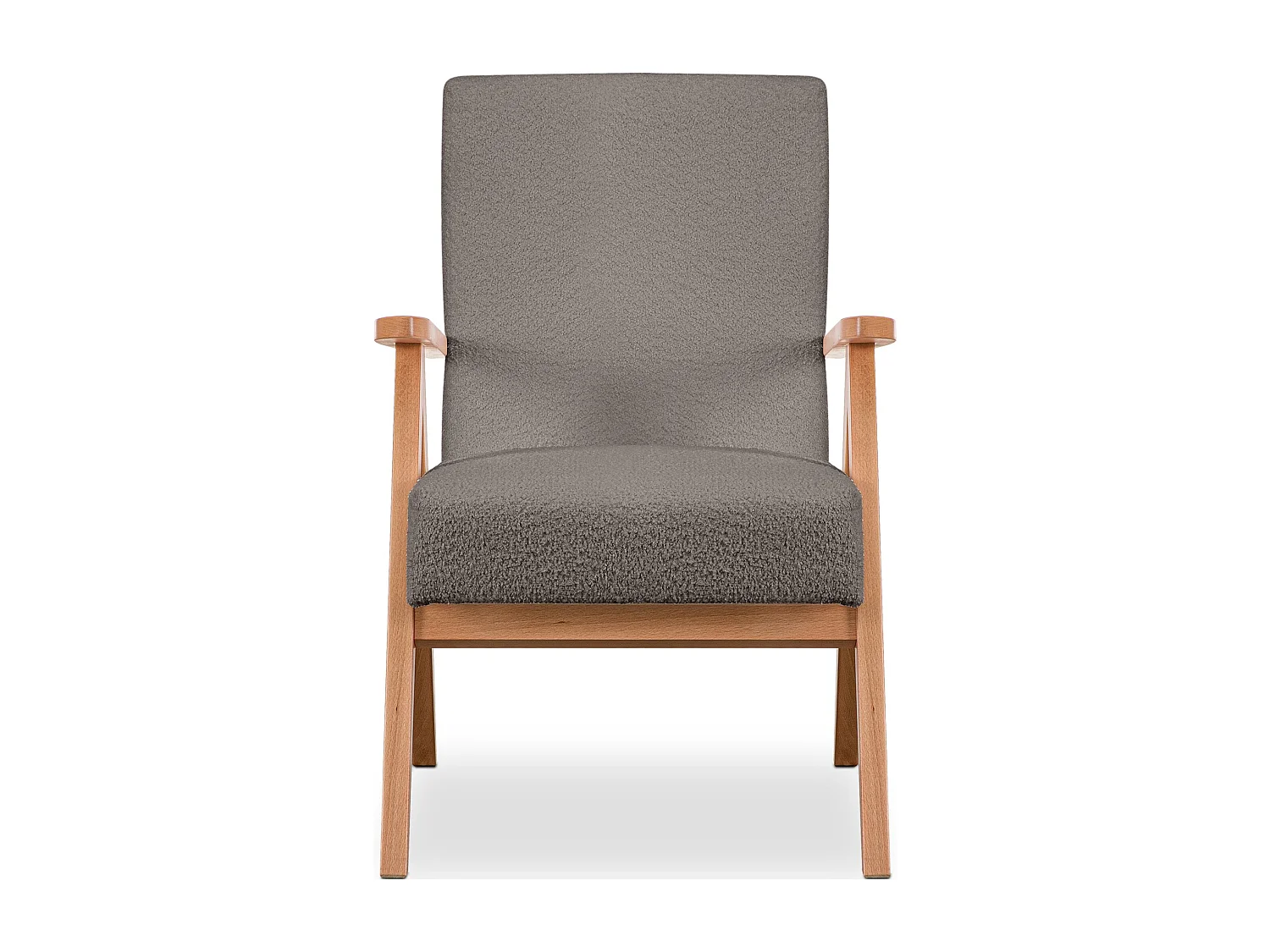 Vintage Sessel gepolstert Echt-Holz-Rahmen - hellbeige - NASET