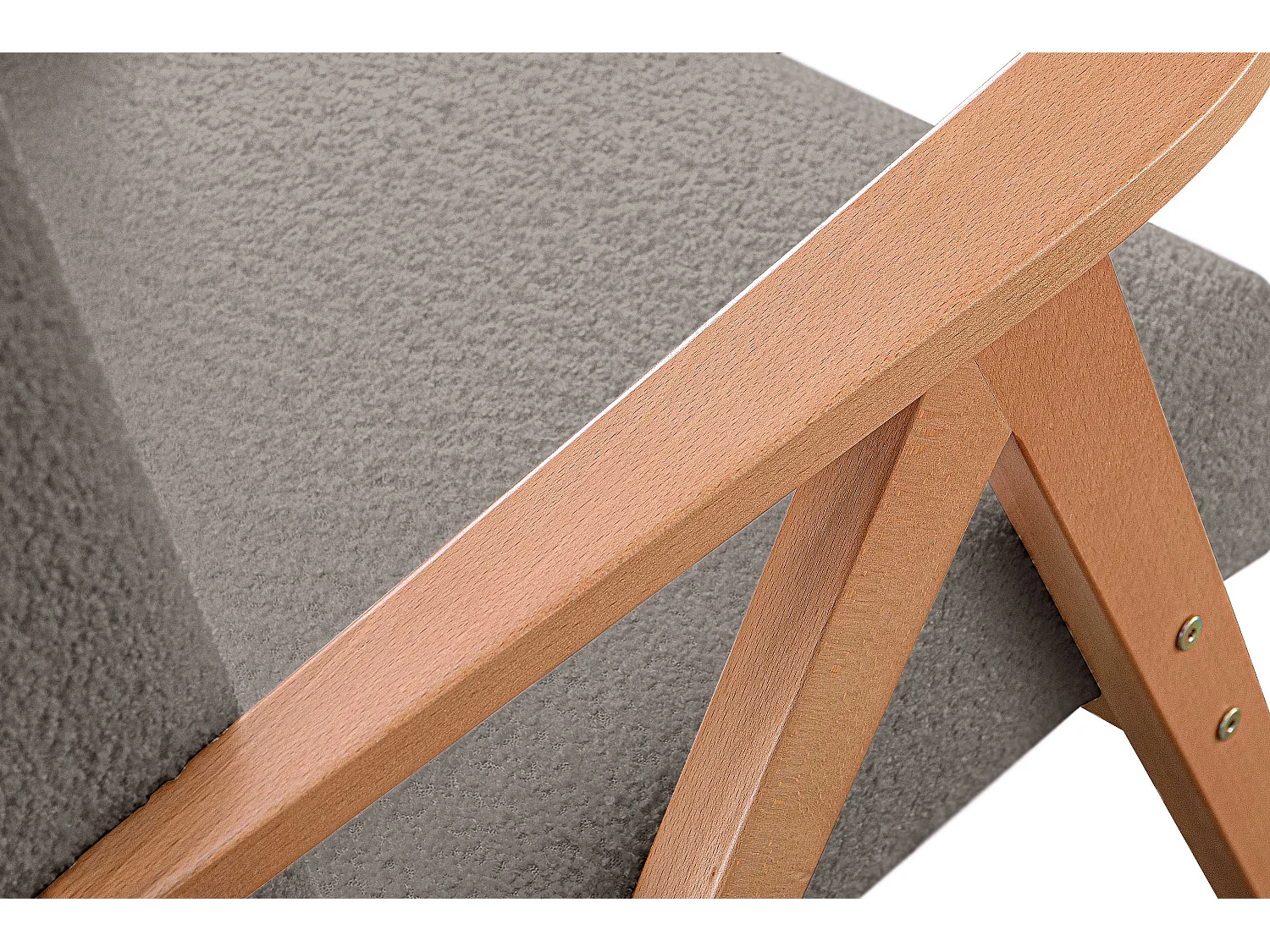 Vintage Sessel gepolstert Echt-Holz-Rahmen - hellbeige - NASET