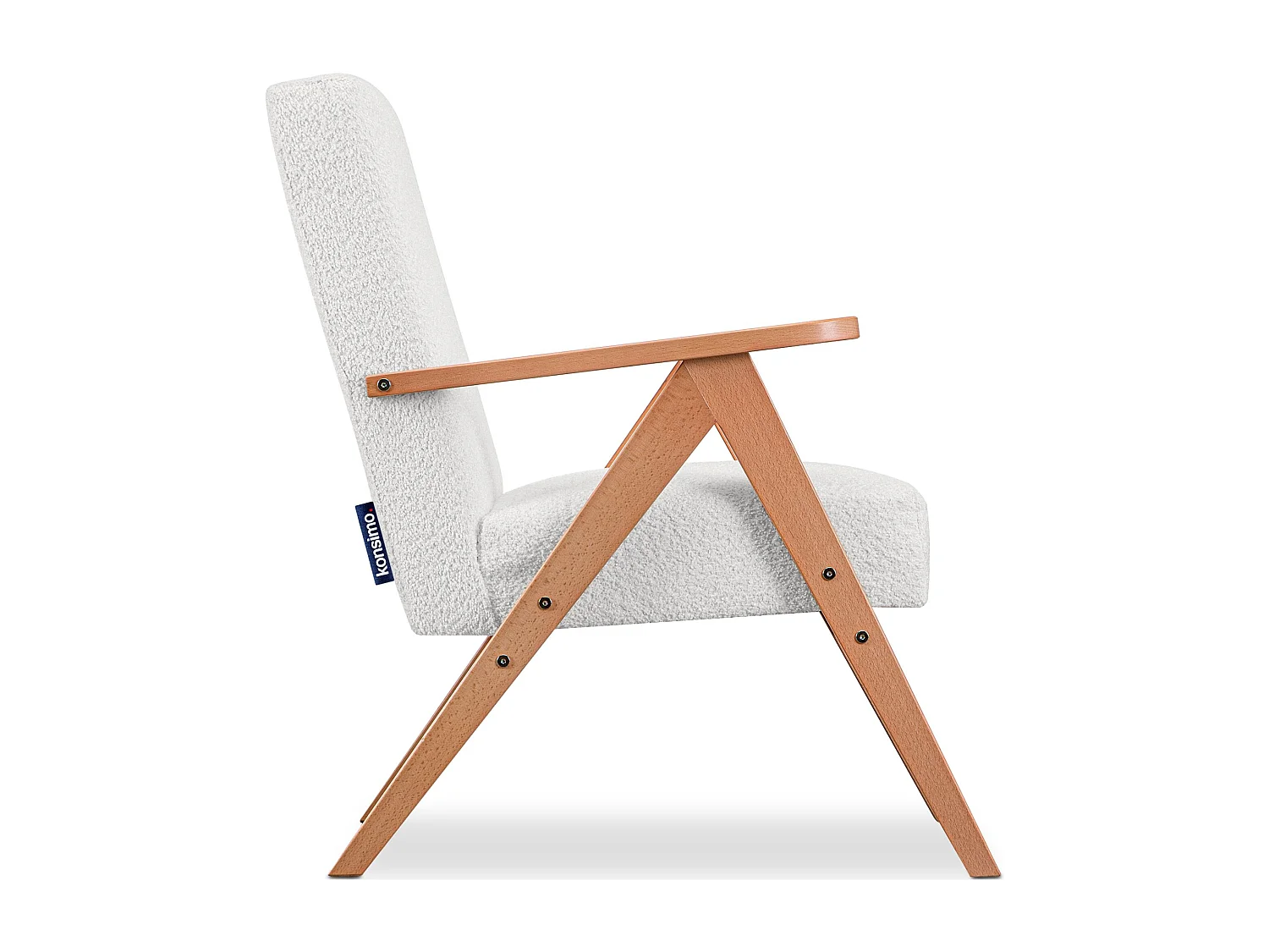 Vintage Sessel gepolstert Echt-Holz-Rahmen - weiß - NASET