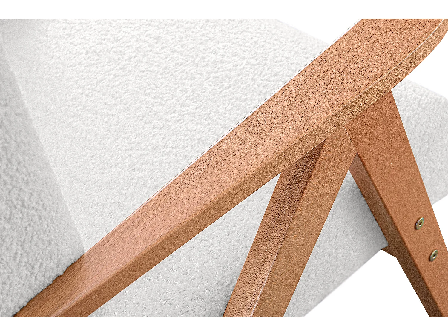 Vintage Sessel gepolstert Echt-Holz-Rahmen - weiß - NASET