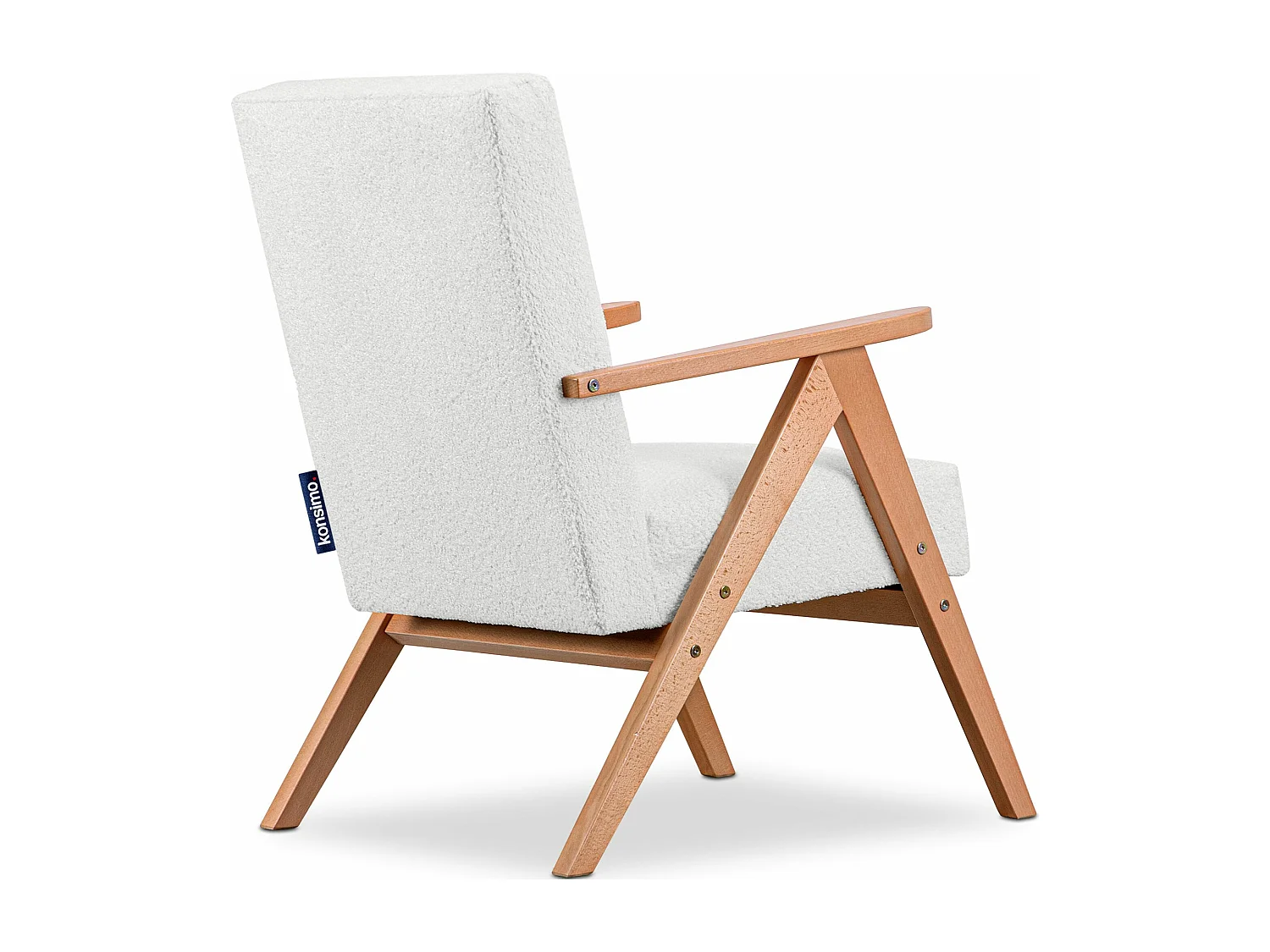 Vintage Sessel gepolstert Echt-Holz-Rahmen - weiß - NASET