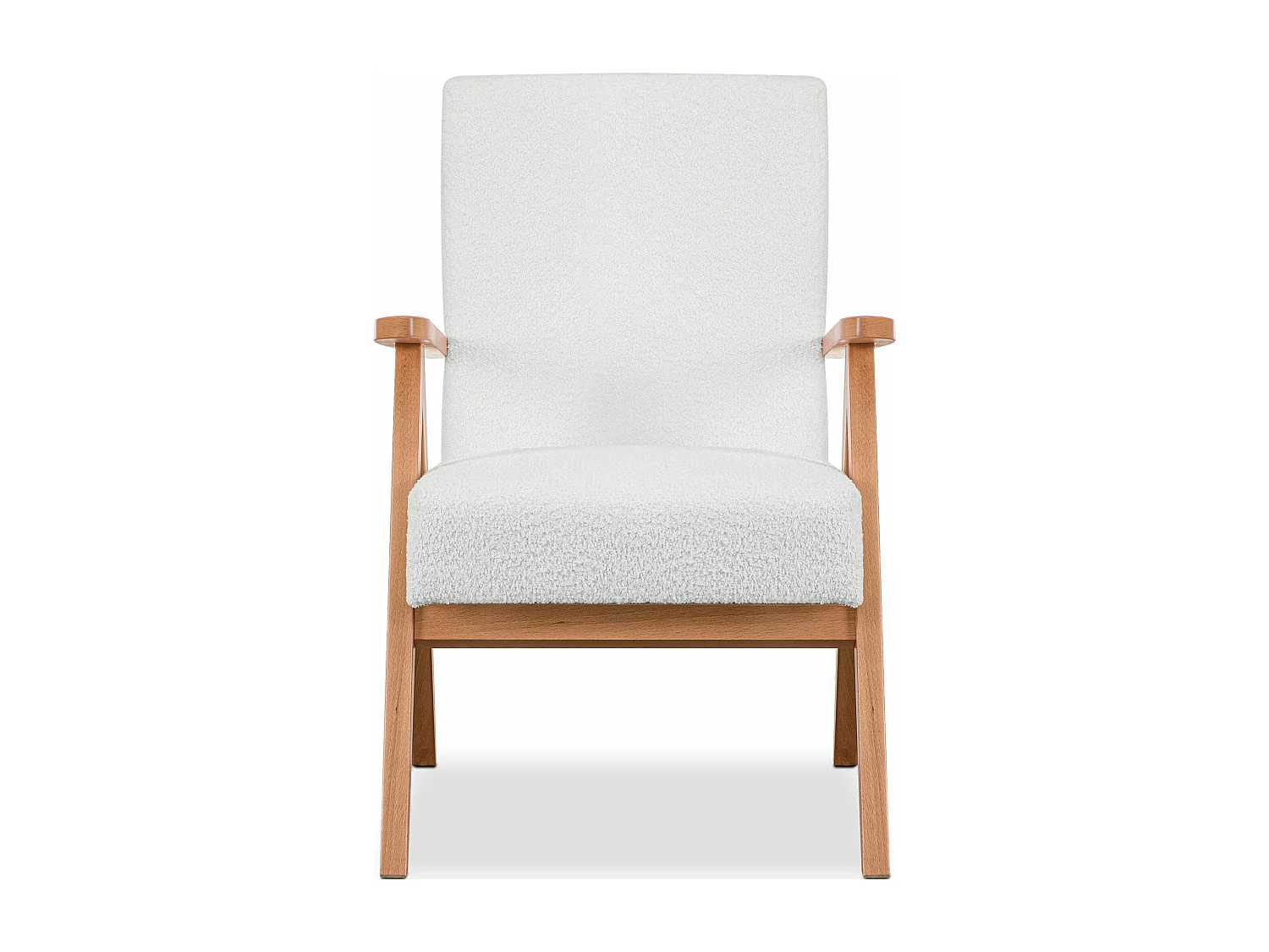 Vintage Sessel gepolstert Echt-Holz-Rahmen - weiß - NASET