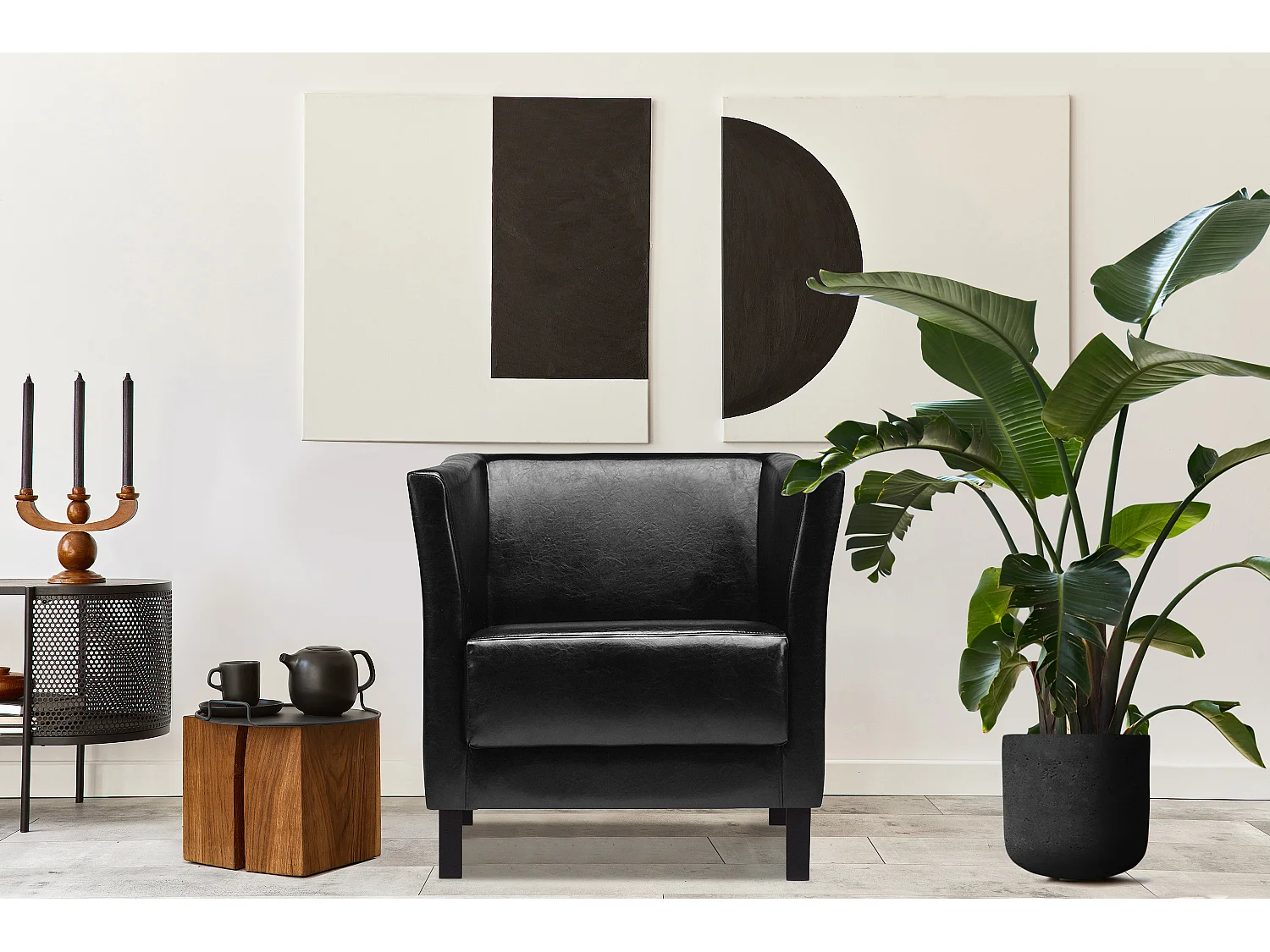 Moderner Sessel aus Kunstleder - Schwarz - ESPECTO