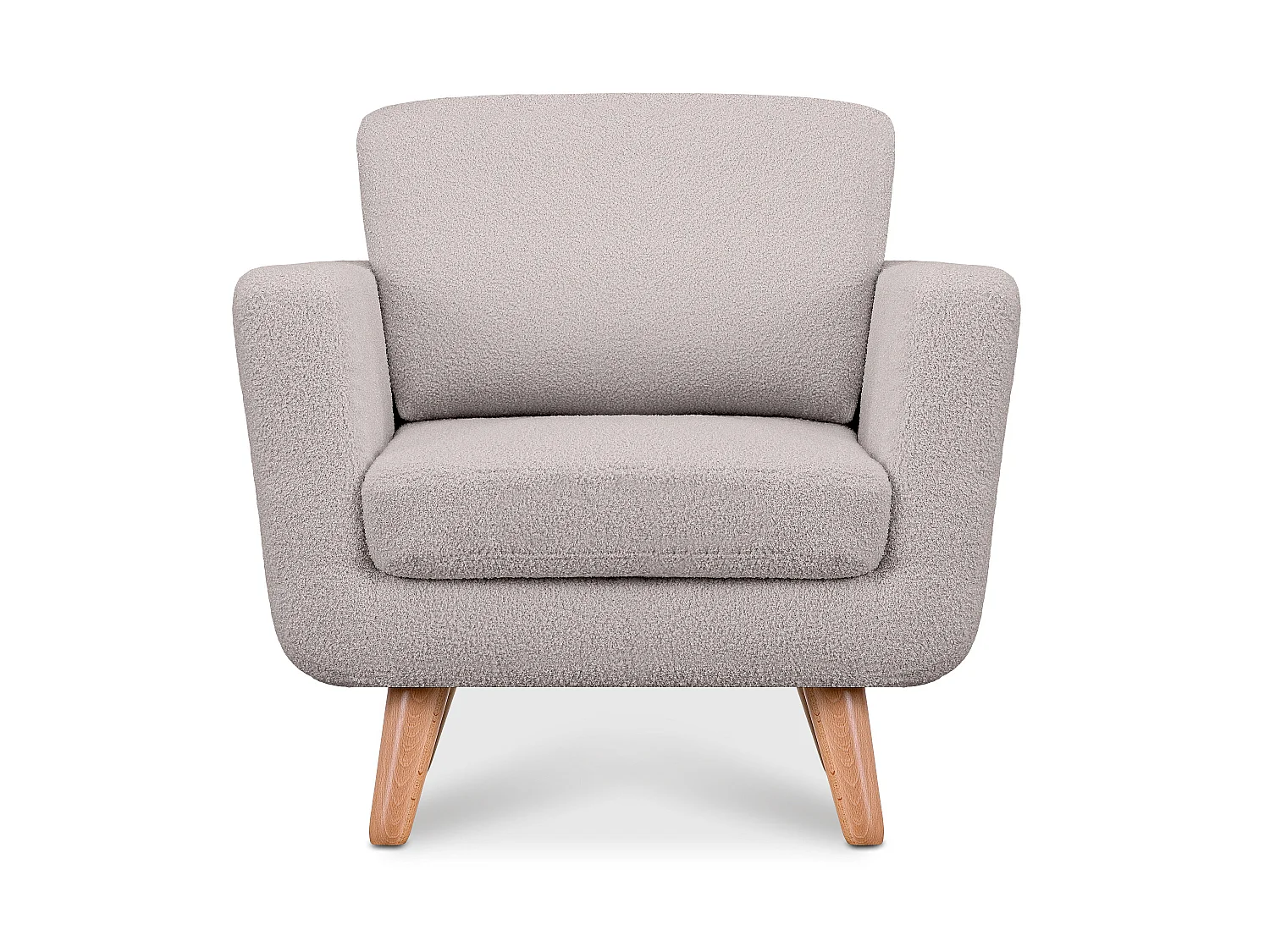 Skandinavischer Sessel - Massivholz-Beine - hellgrau - TAGIO