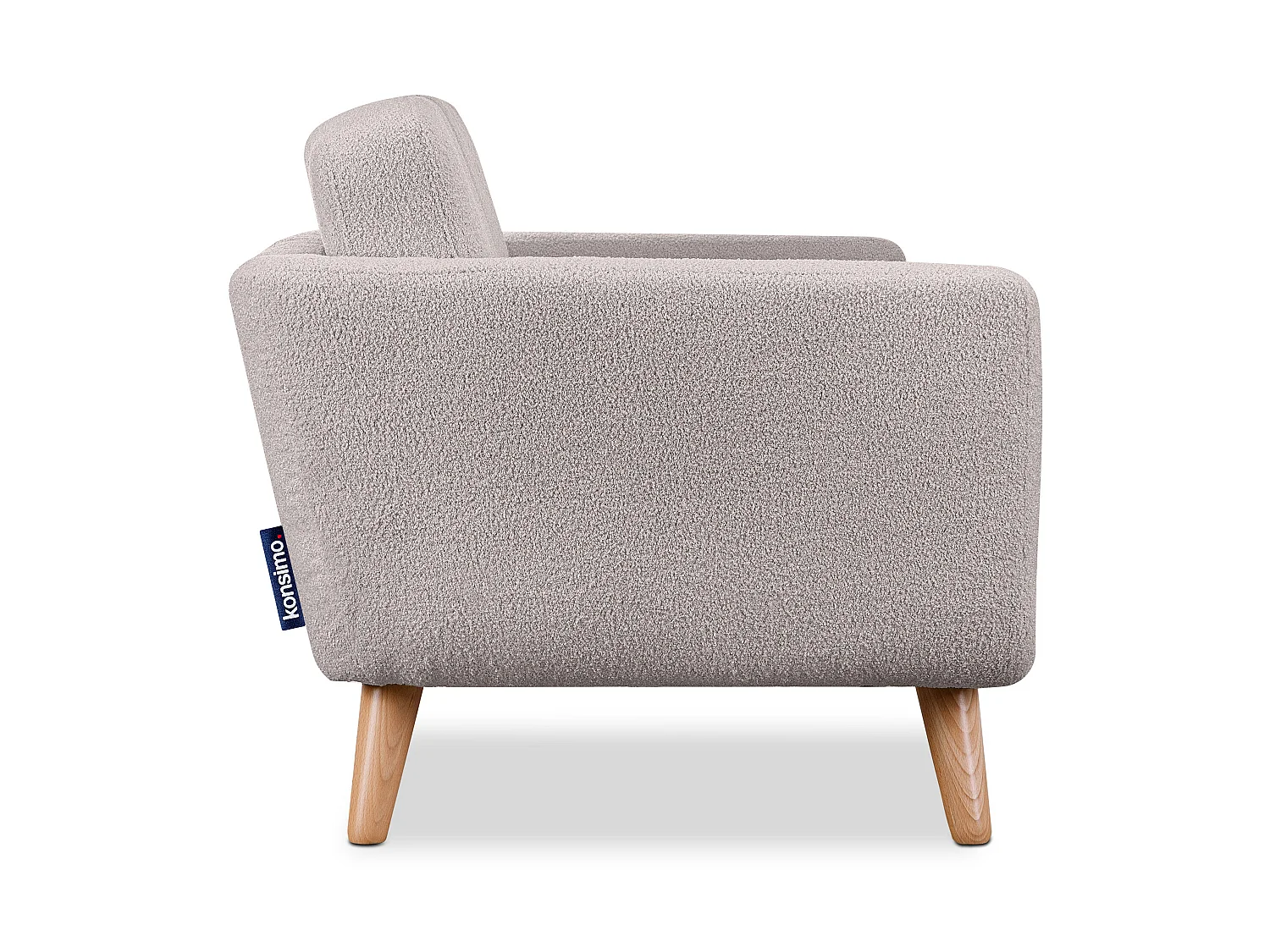 Skandinavischer Sessel - Massivholz-Beine - hellgrau - TAGIO