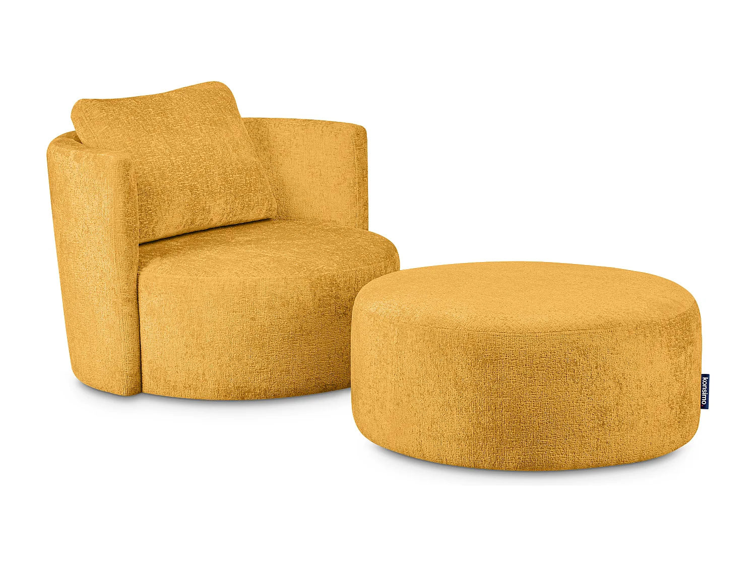 Drehsessel Set inkl. Sitzhocker - Chenille-Stoff - gelb - RAGGI