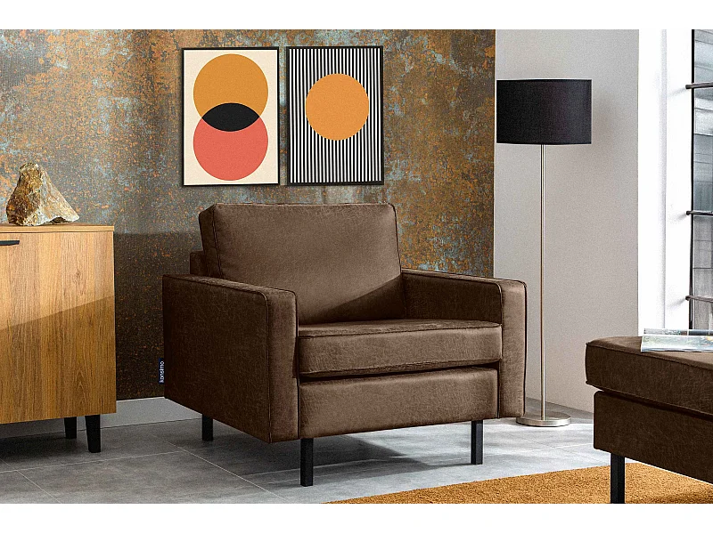 Großer Loft-Sessel aus Leder und Mikrofaser -  dunkelbraun - INVIA