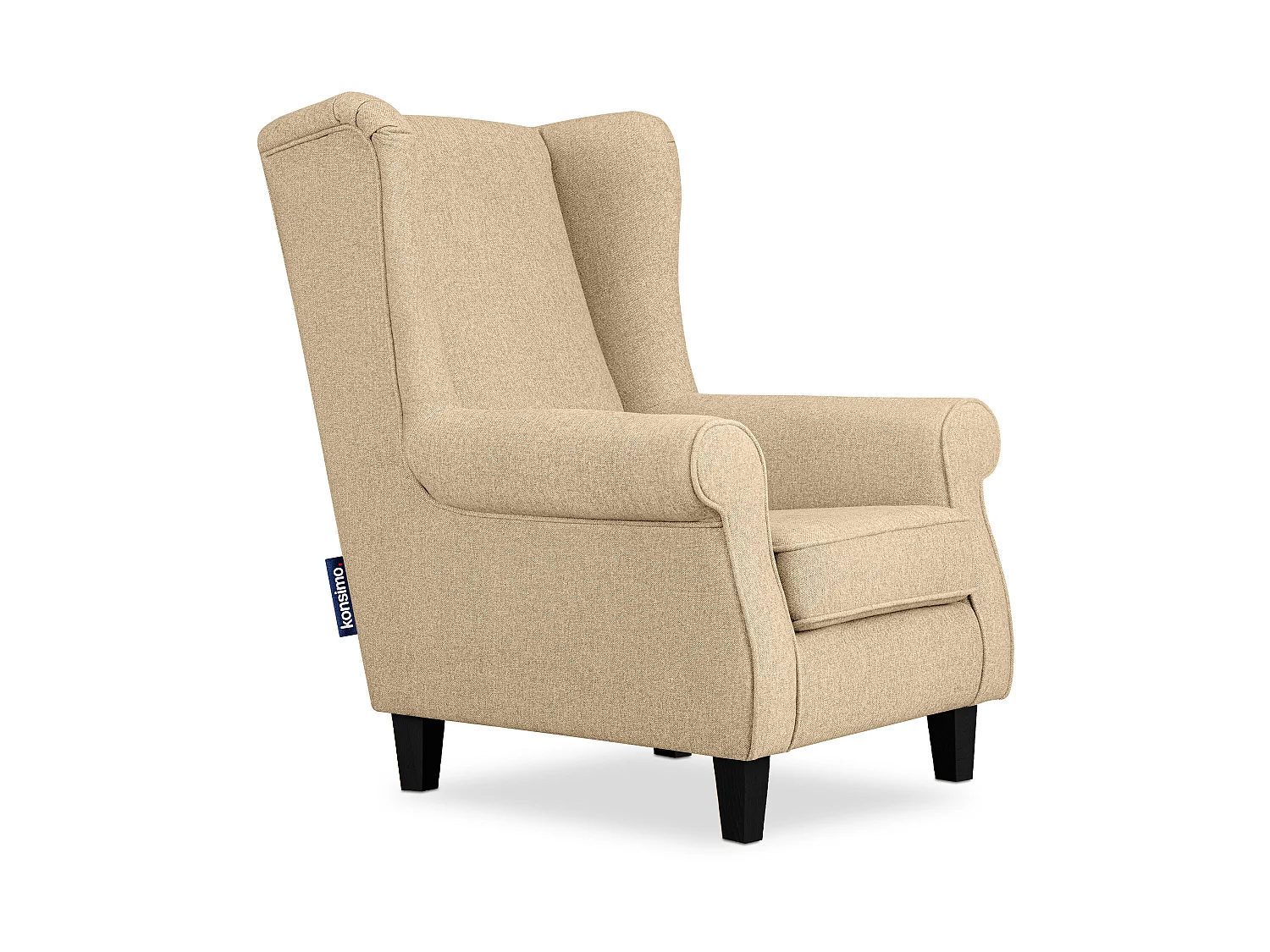 Ohrensessel Massivholzbeine - creme/schwarz - MILES