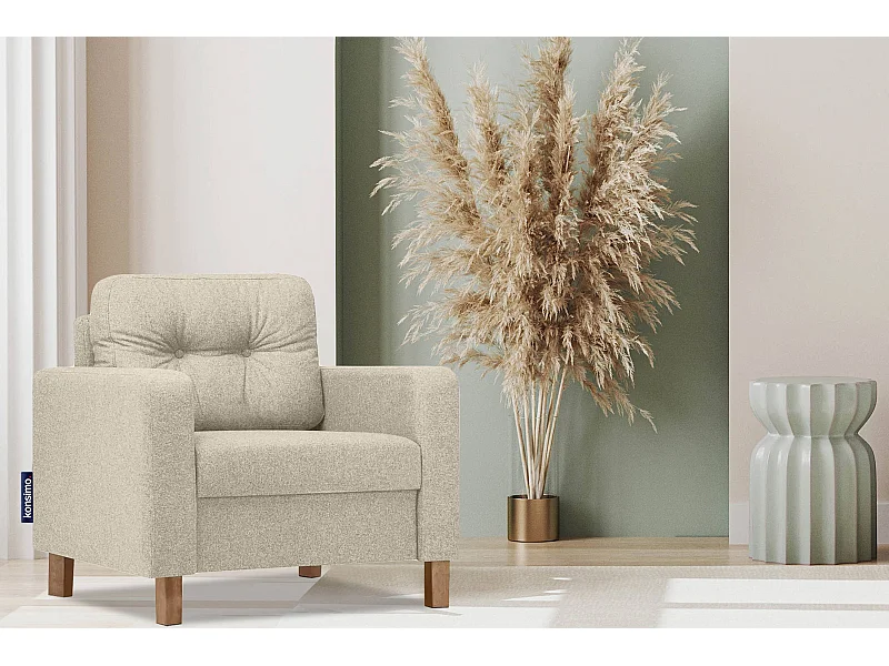 Bequemer Sessel - Echtholz Beine - Beige - ERISO