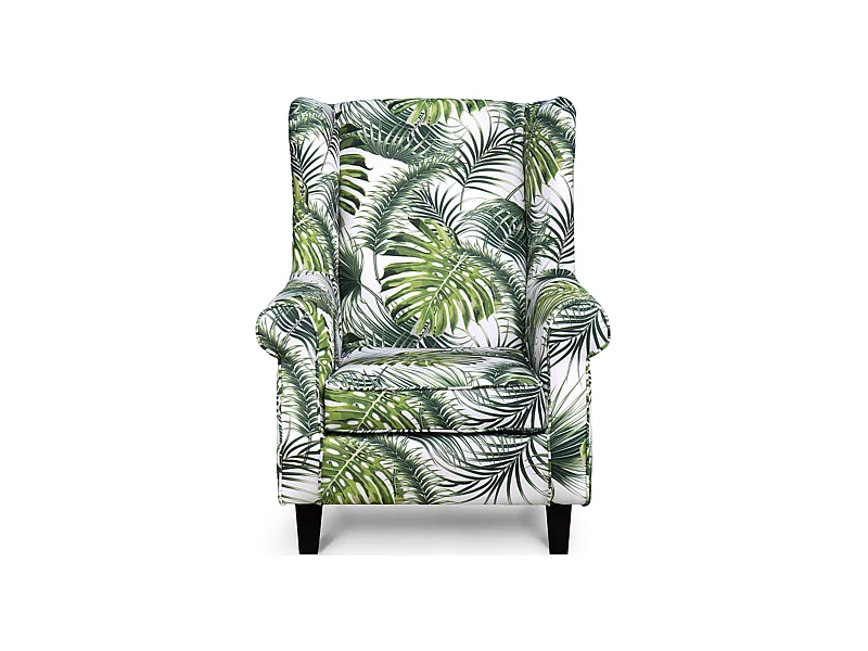 Ohrensessel Massivholzbeine - weiß-grün - MILES