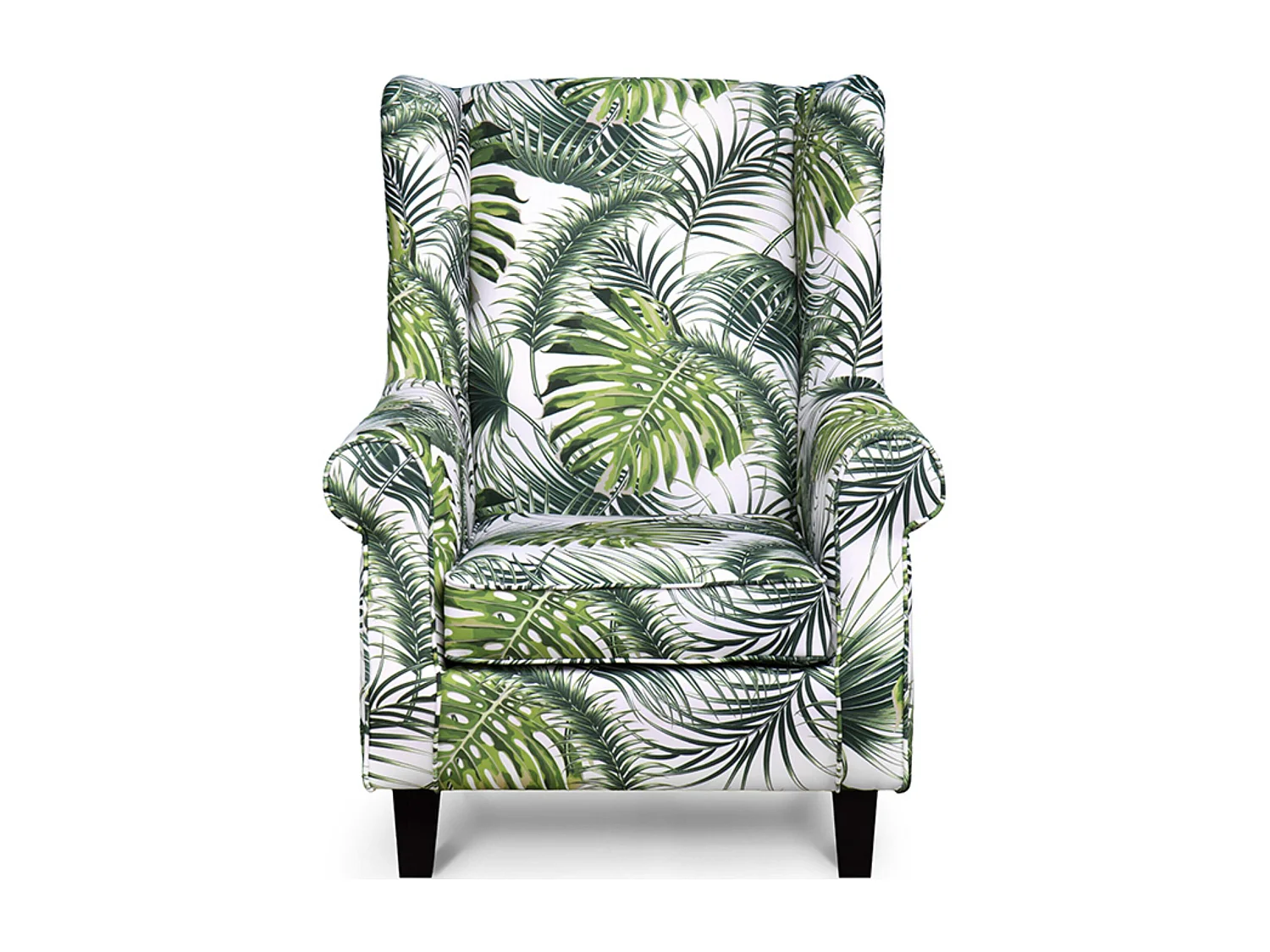 Ohrensessel Massivholzbeine - weiß-grün - MILES