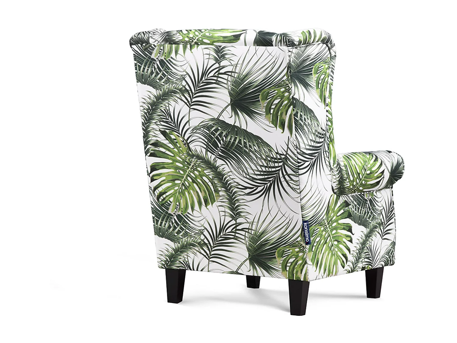 Ohrensessel Massivholzbeine - weiß-grün - MILES