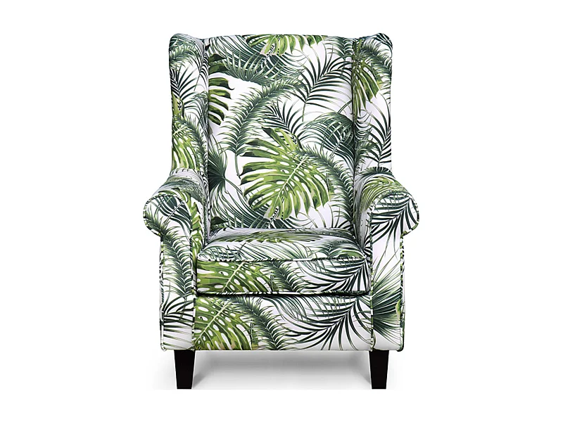 Ohrensessel Massivholzbeine - weiß-grün - MILES