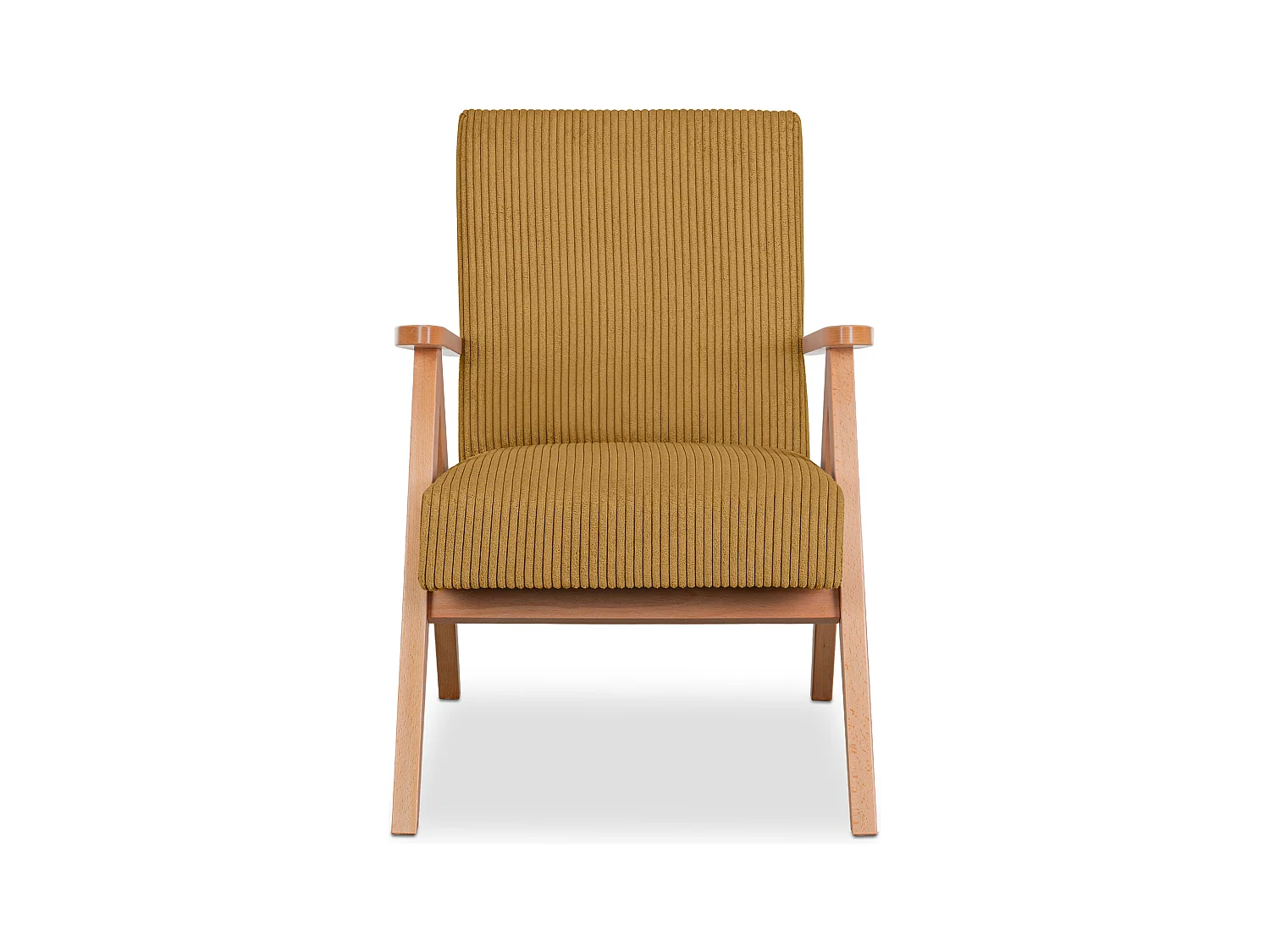 Vintage Sessel gepolstert Echt-Holz-Rahmen - dunkelblau - NASET