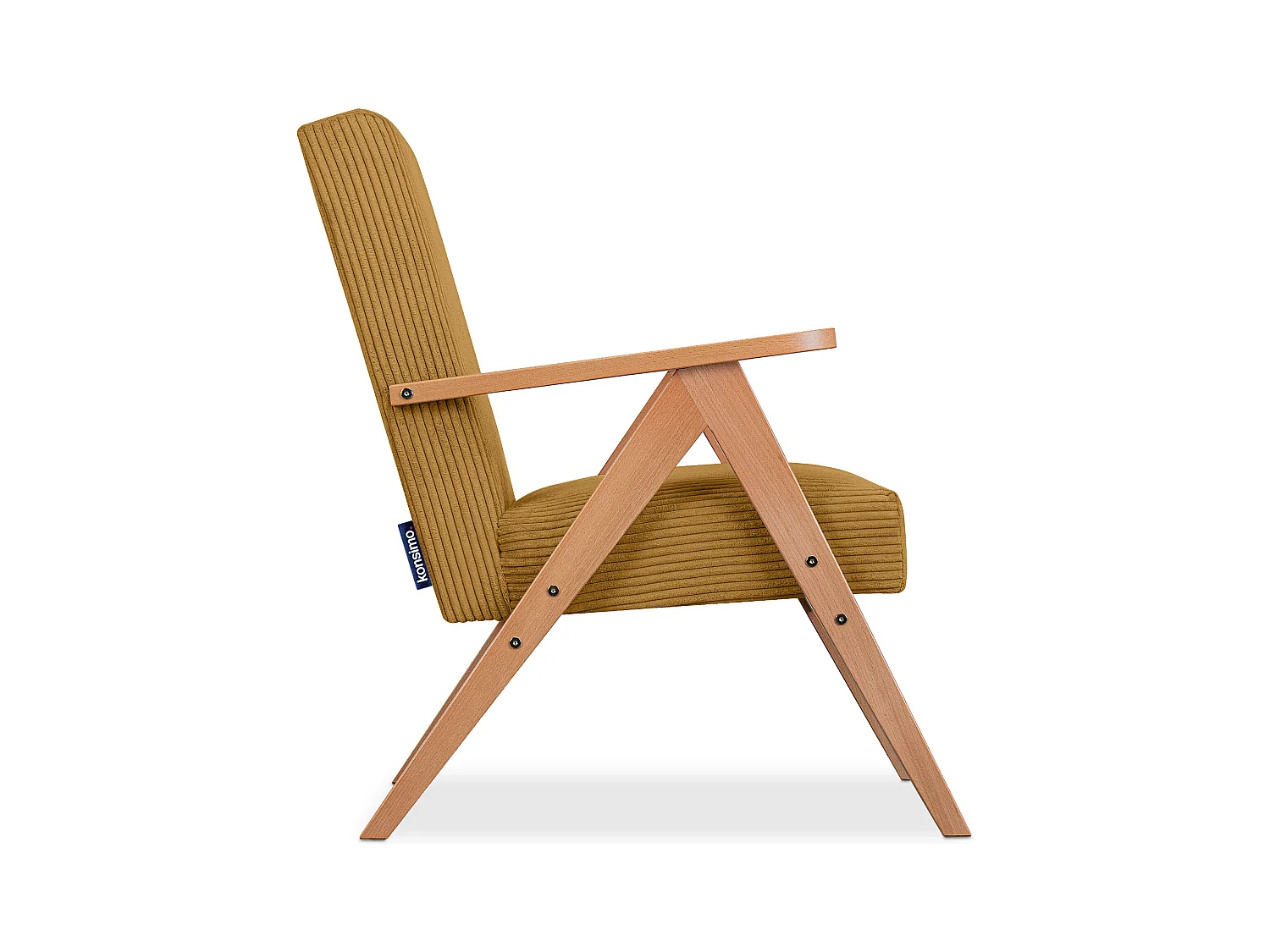 Vintage Sessel gepolstert Echt-Holz-Rahmen - dunkelblau - NASET