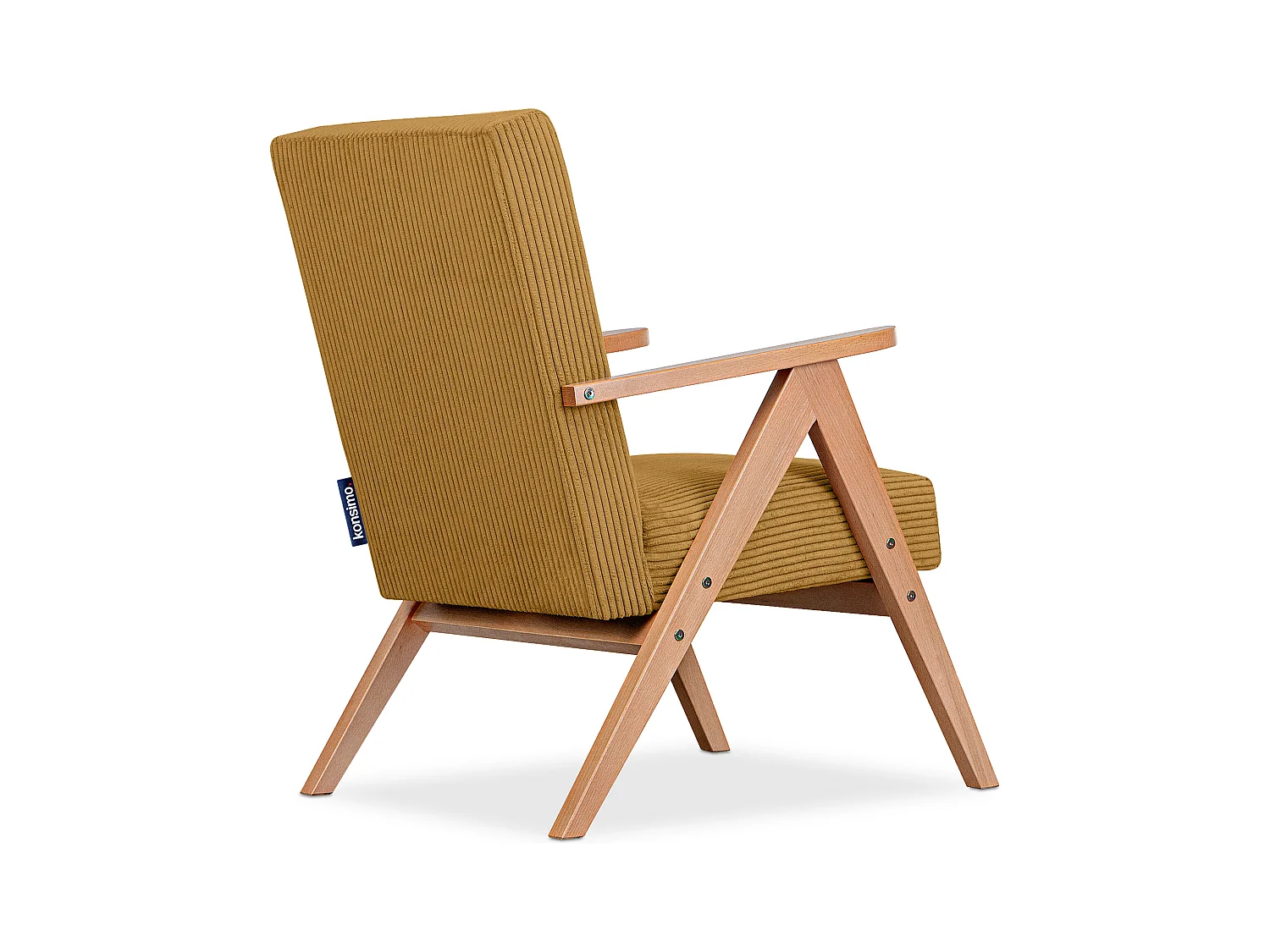 Vintage Sessel gepolstert Echt-Holz-Rahmen - dunkelblau - NASET